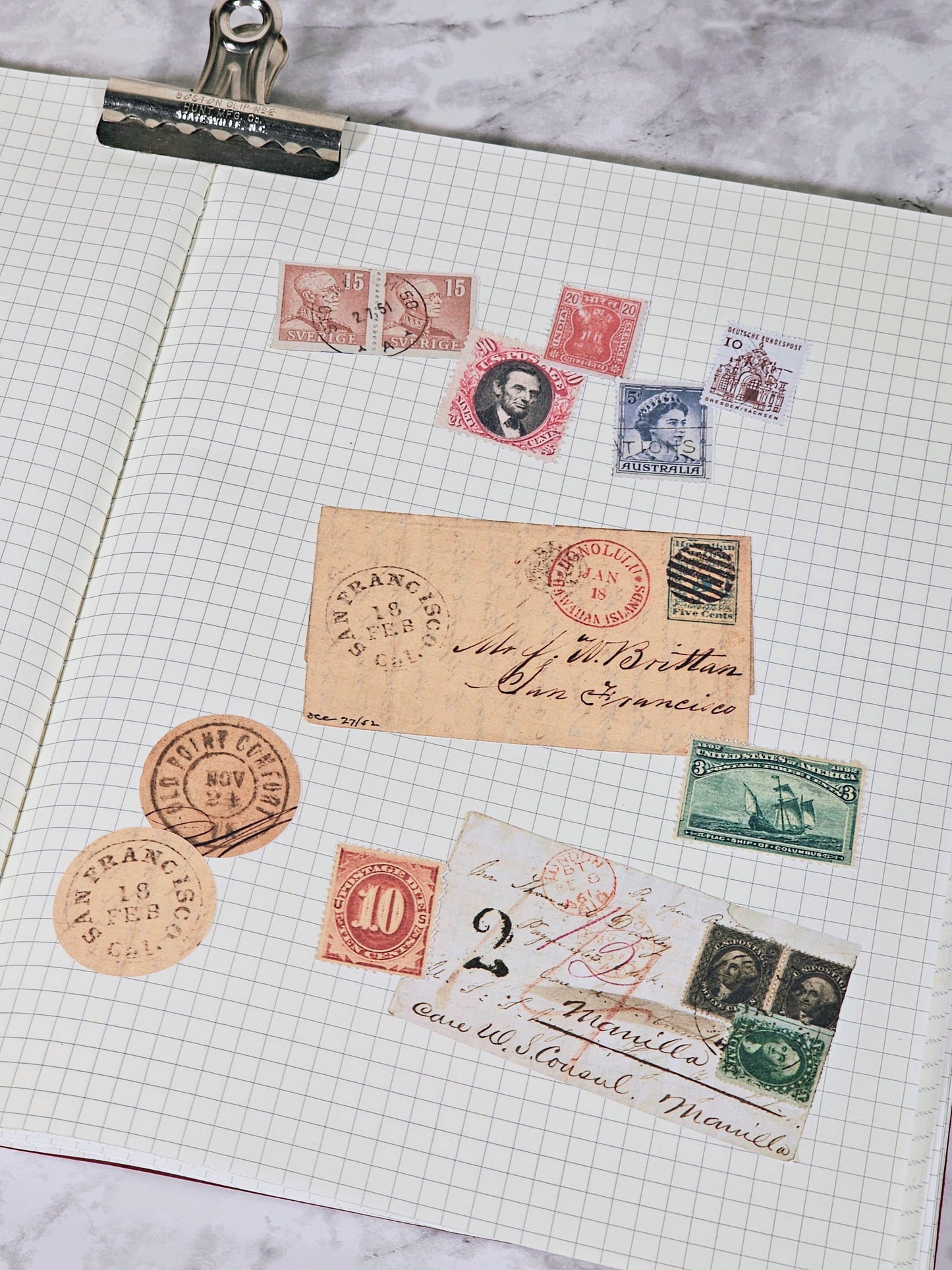 Vintage Postage Stamp Faux Stickers | 50 Pcs