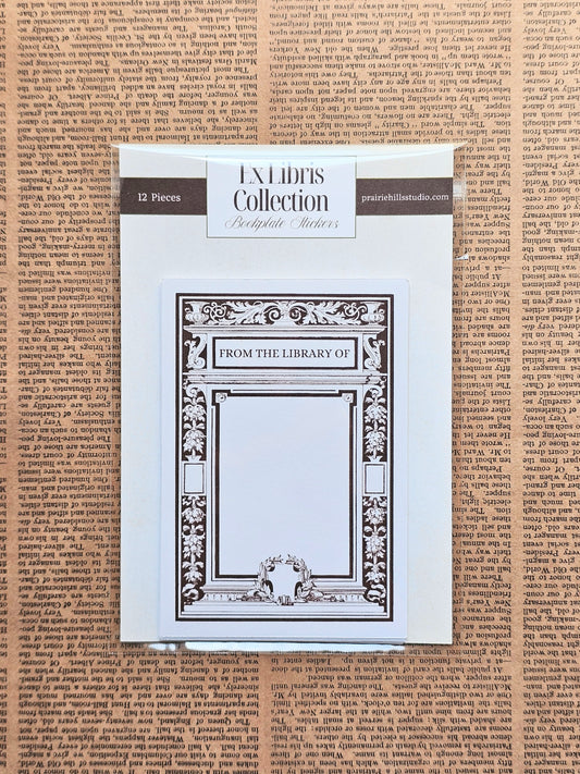 Ex Libris Collection Bookplate Stickers | Vintage Stickers | 12 Pack | Adhesive Bookplates