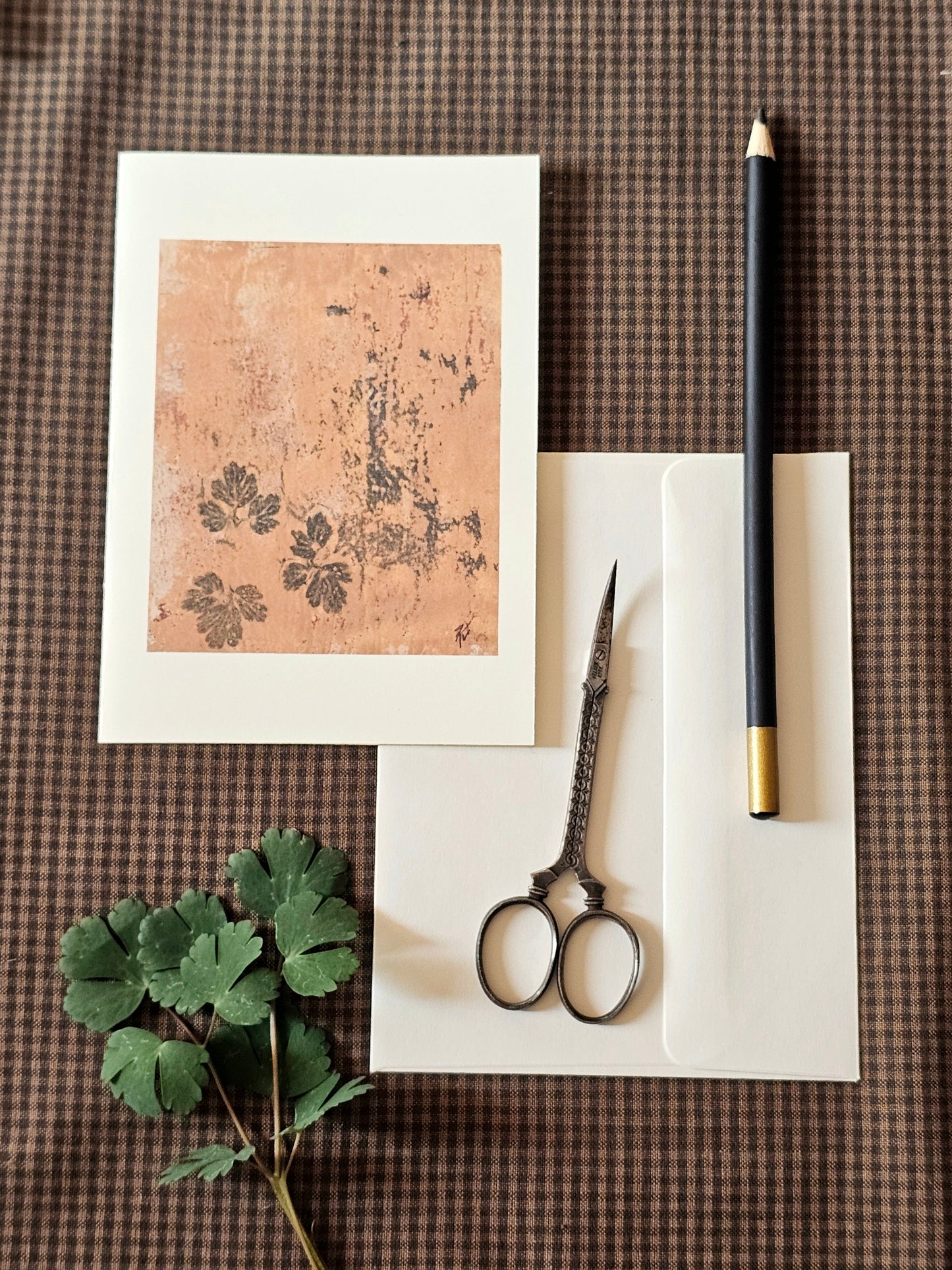 Botanical Art Print Greeting Card | "Columbine in the Fall"