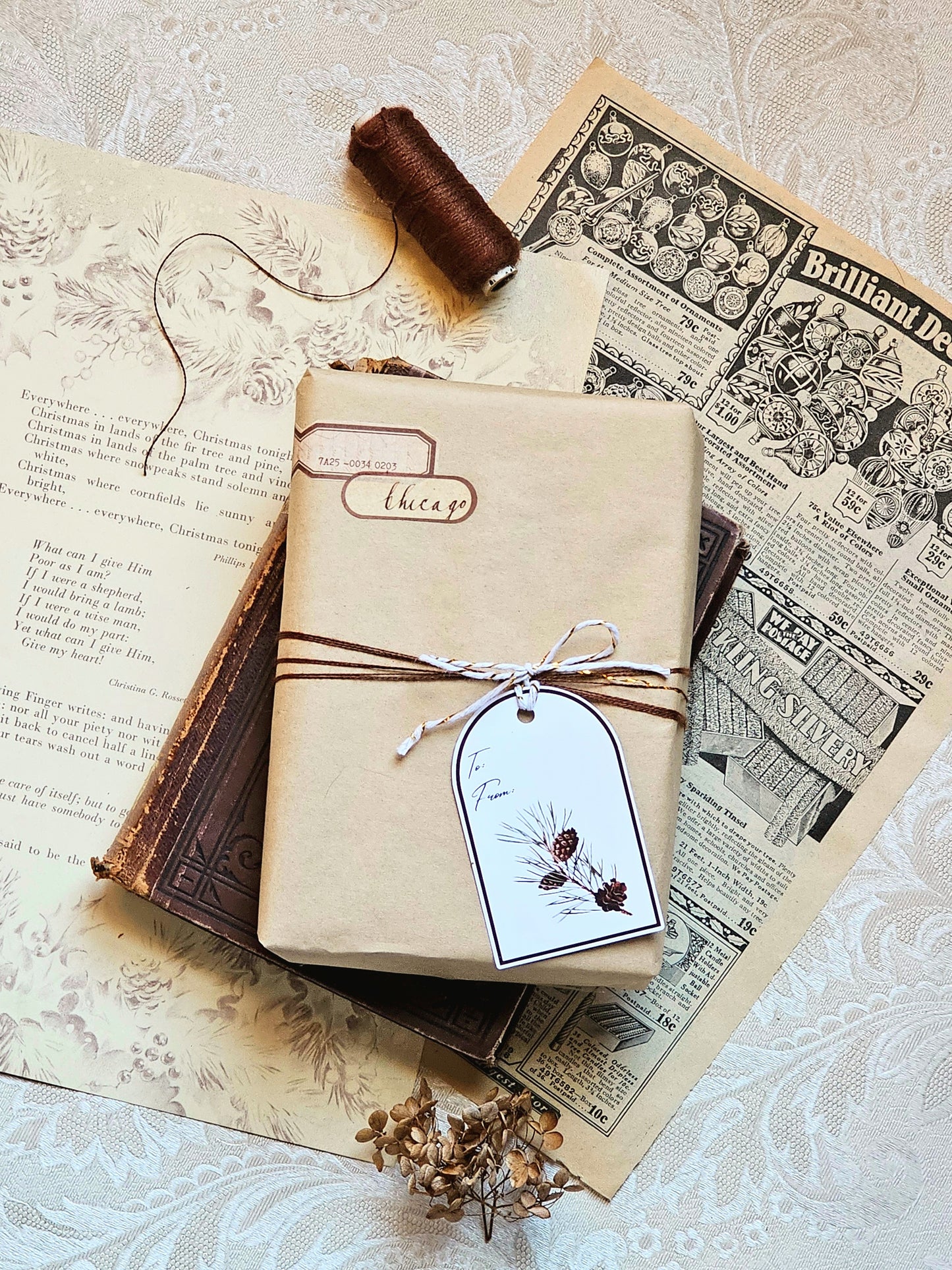 Pine Branch Holiday Gift Tags | Set of 12 Holiday Tags