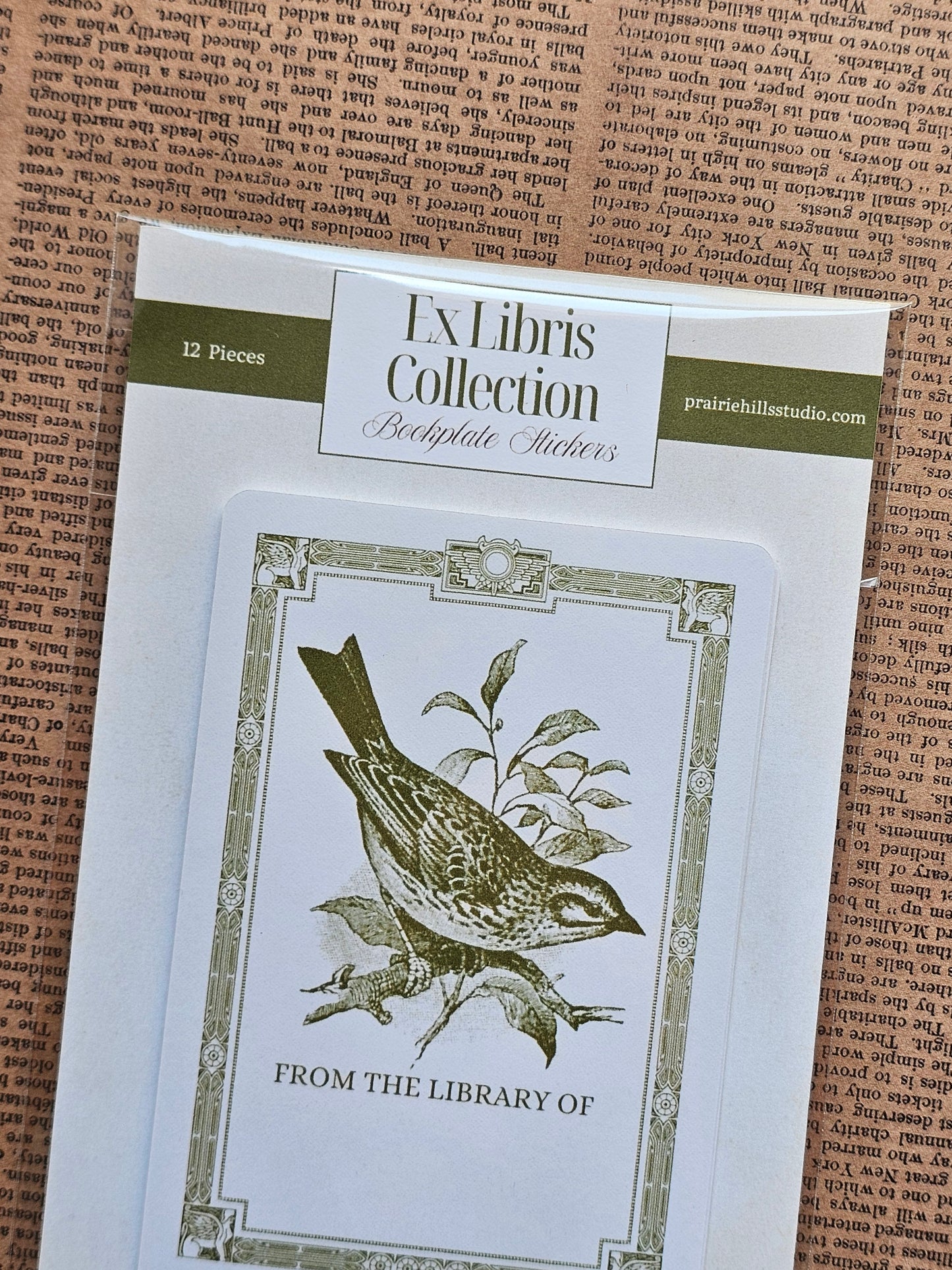 Ex Libris Collection Bookplate Stickers | Bird Stickers | 12 Pack | Adhesive Bookplates
