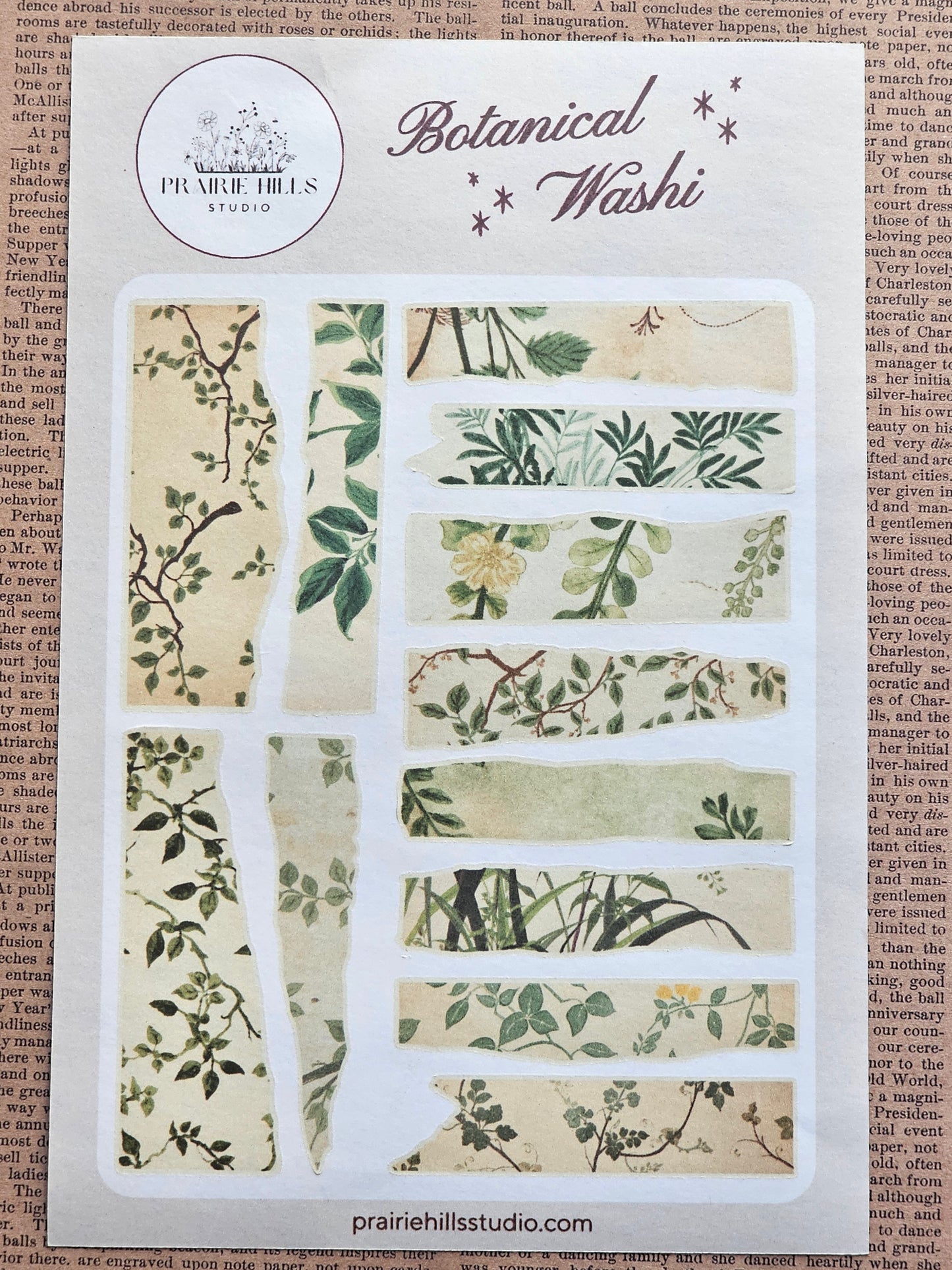 Botanical Torn Washi Tape Sticker Sheet