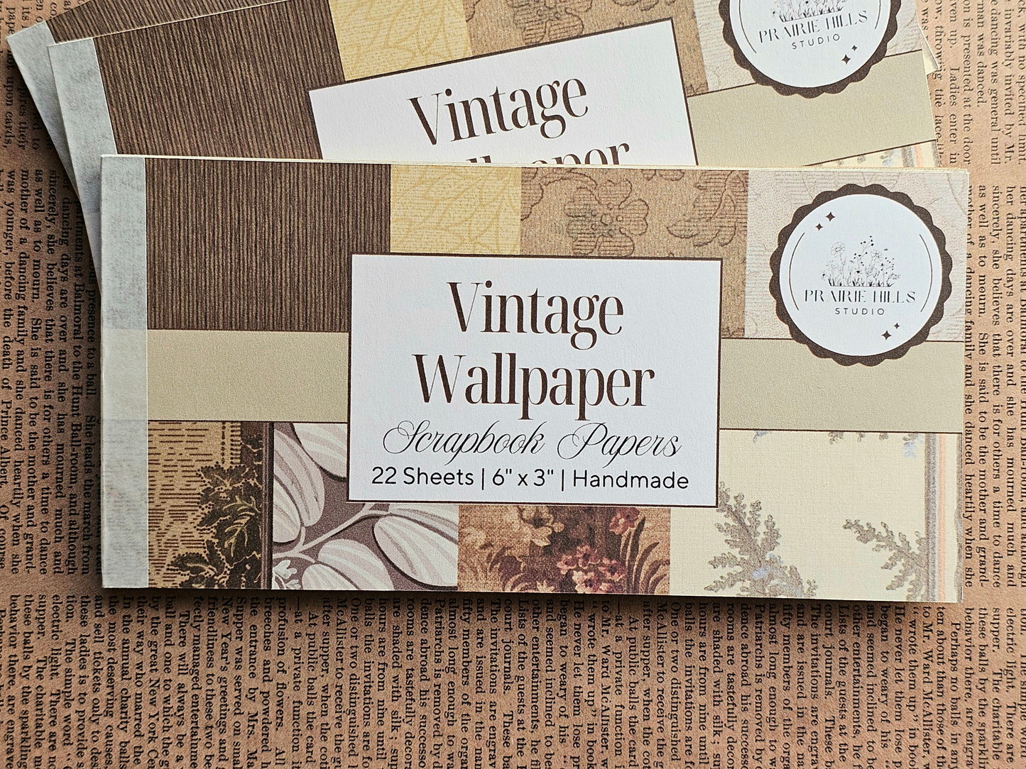 Vintage Wallpaper Scrapbook Papers Faux Stickers | 22 Sheets