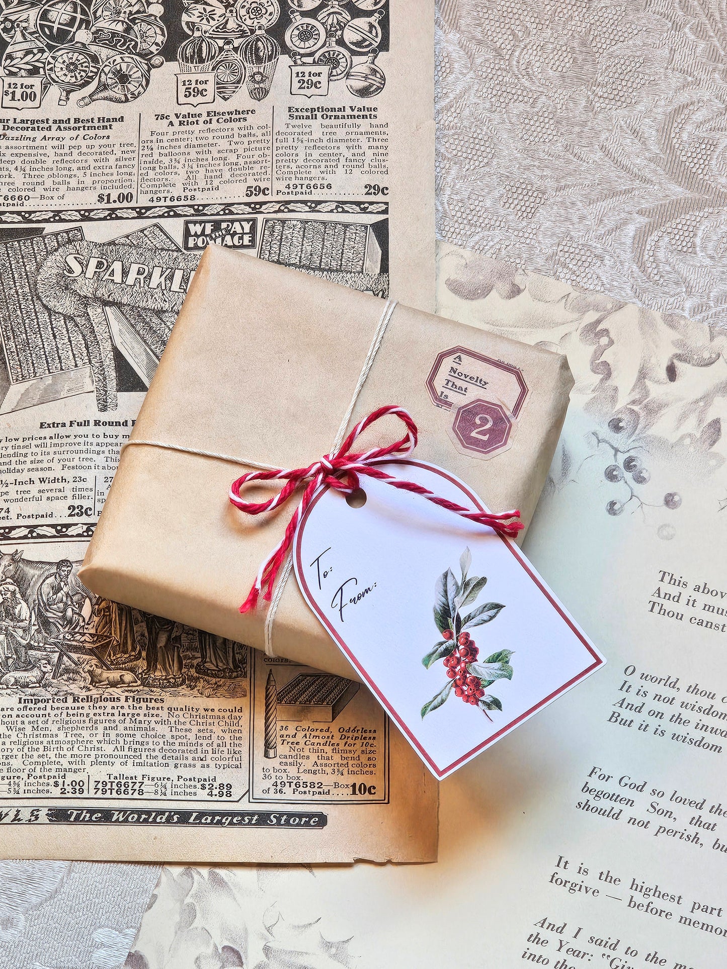 Christmas Holly Gift Tags | Set of 12 Holiday Tags