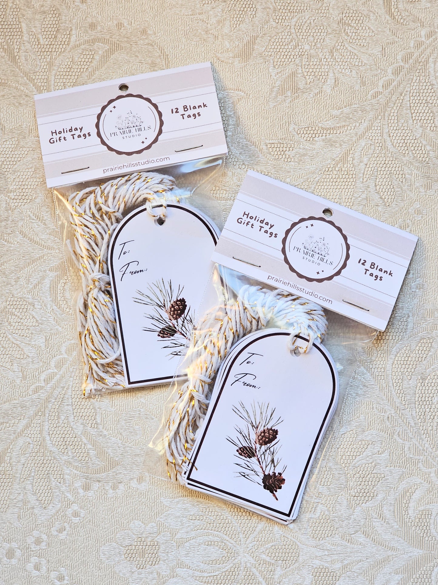 Pine Branch Holiday Gift Tags | Set of 12 Holiday Tags
