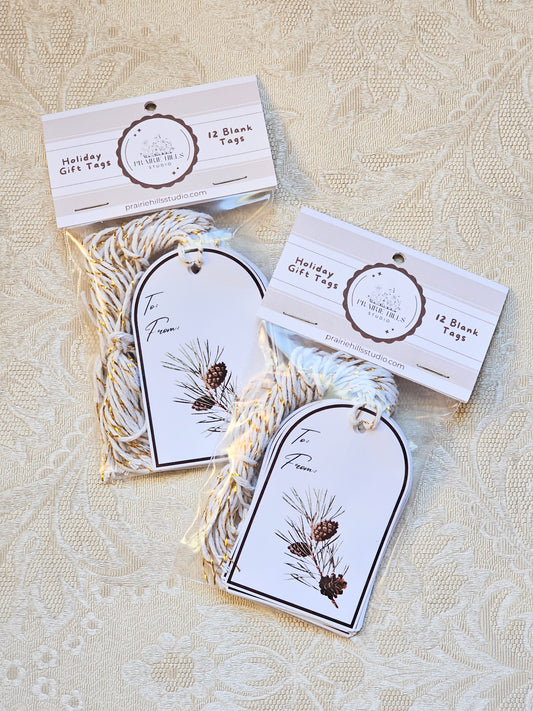 Pine Branch Holiday Gift Tags | Set of 12 Holiday Tags