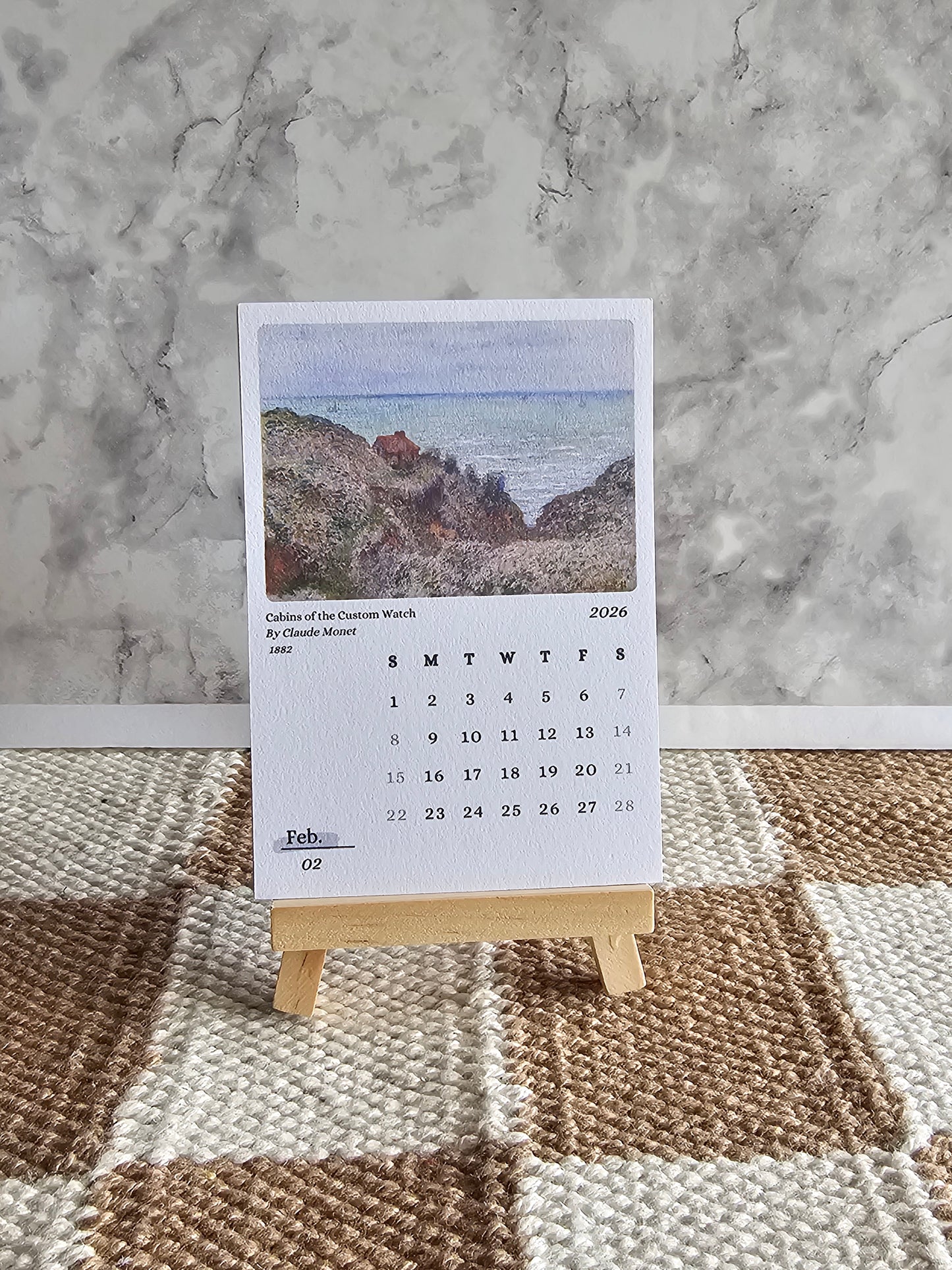Claude Monet 2026 Mini Desk Calendar & Display Easel | 12 Month Calendar