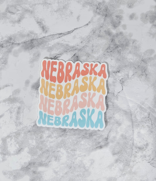 Retro Nebraska Die-Cut Vinyl Sticker