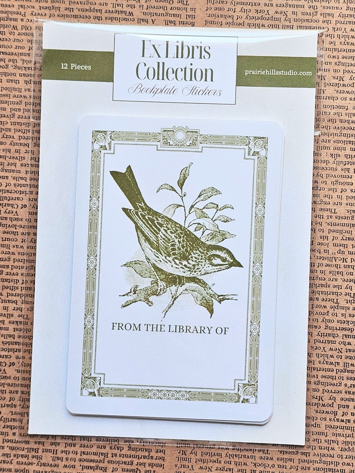 Ex Libris Collection Bookplate Stickers | Bird Stickers | 12 Pack | Adhesive Bookplates