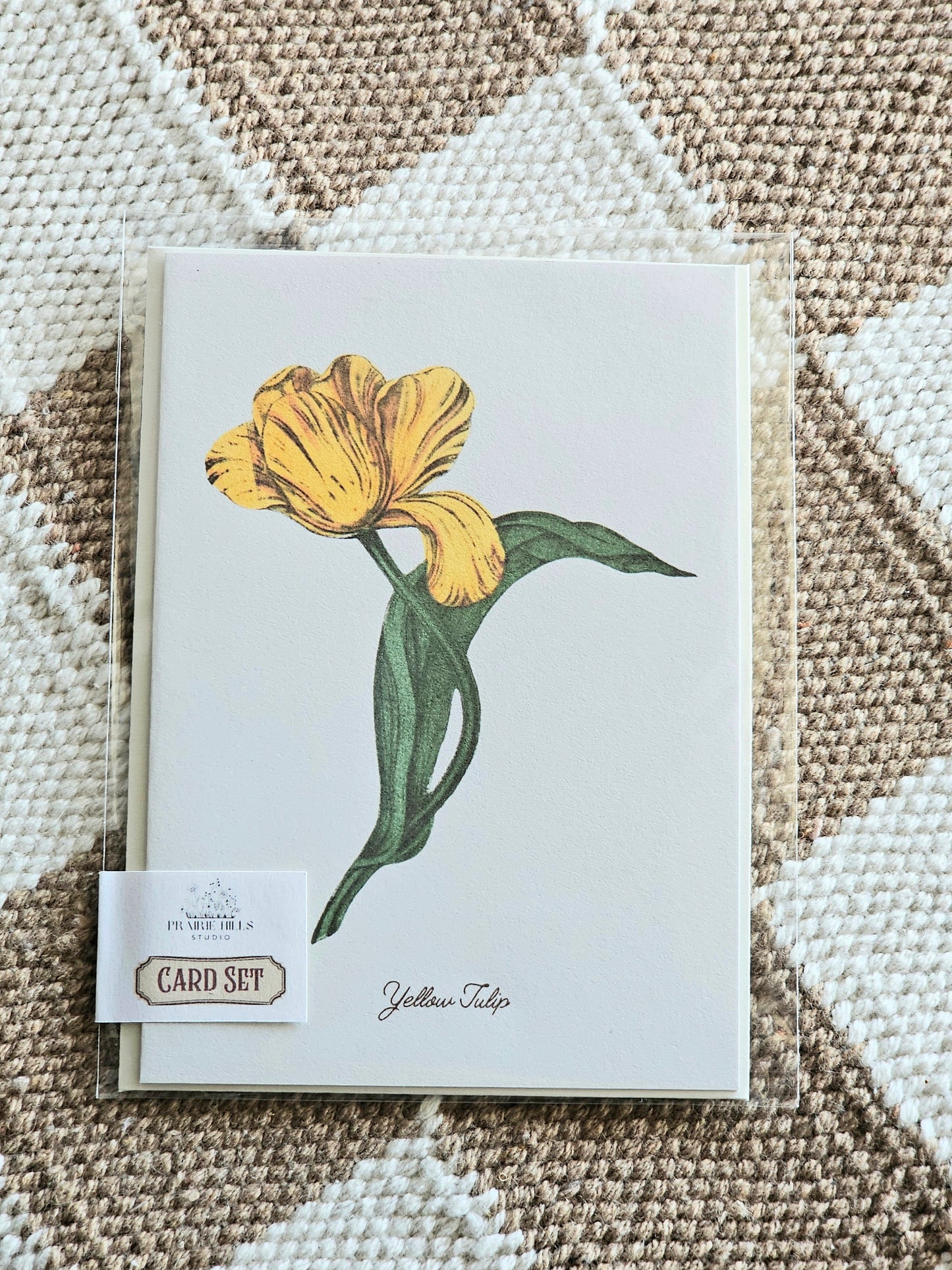 Handmade Yellow Tulip Greeting Card with Envelope