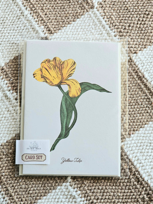 Handmade Yellow Tulip Greeting Card with Envelope