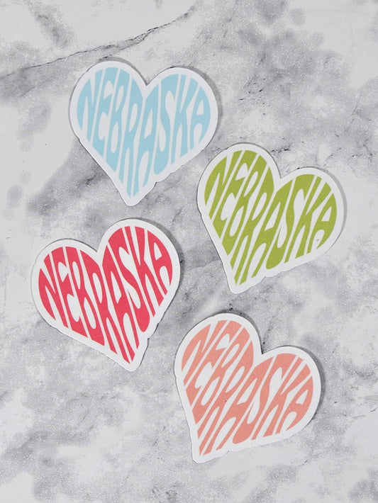 Retro Small Nebraska Heart Vinyl Die-Cut Sticker