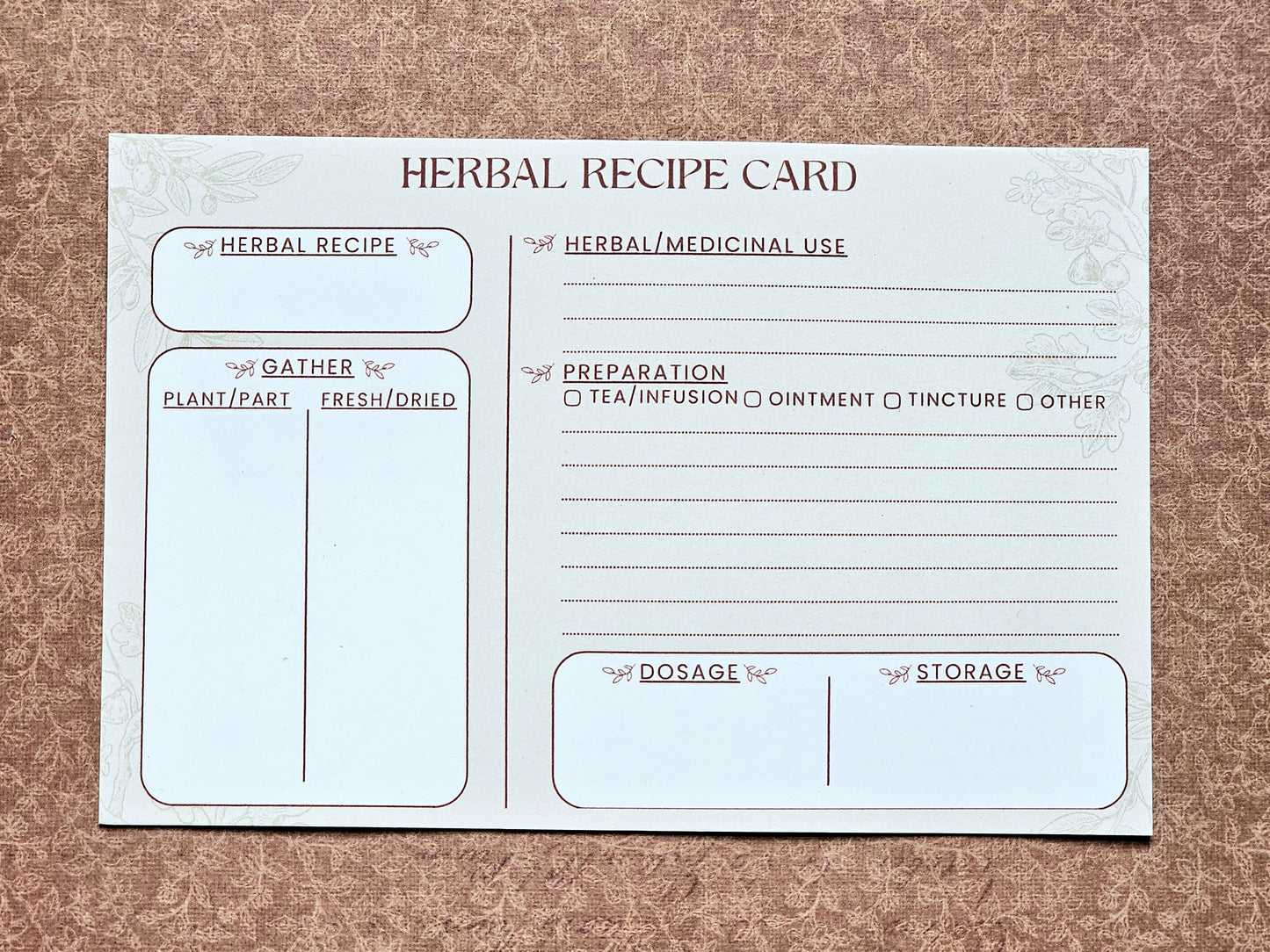 Handmade Herbal Recipe Cards - Set of 20