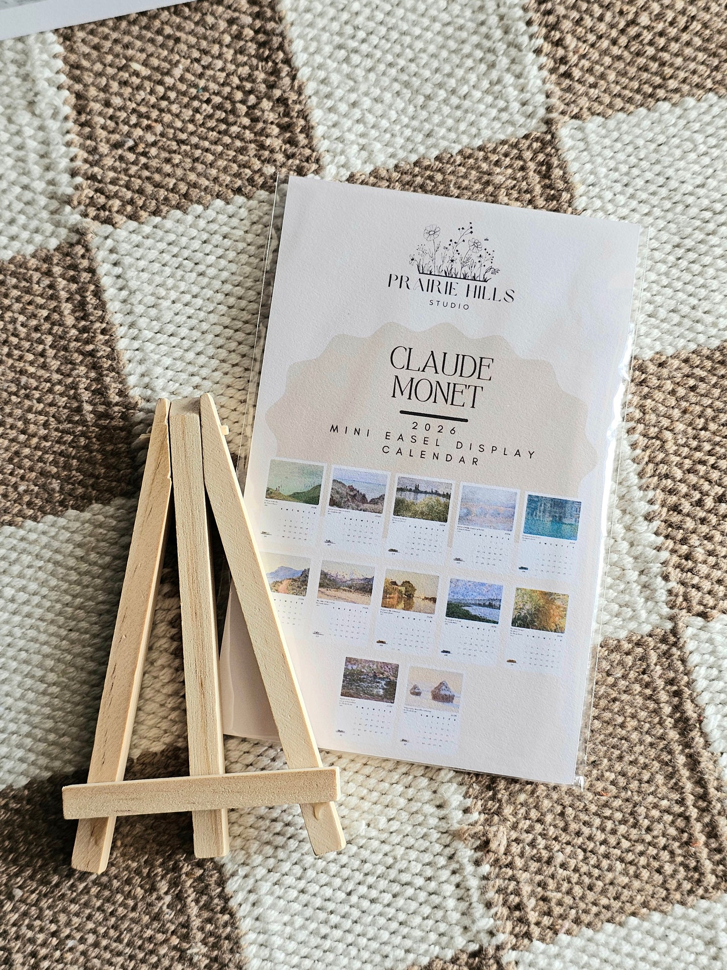 Claude Monet 2026 Mini Desk Calendar & Display Easel | 12 Month Calendar