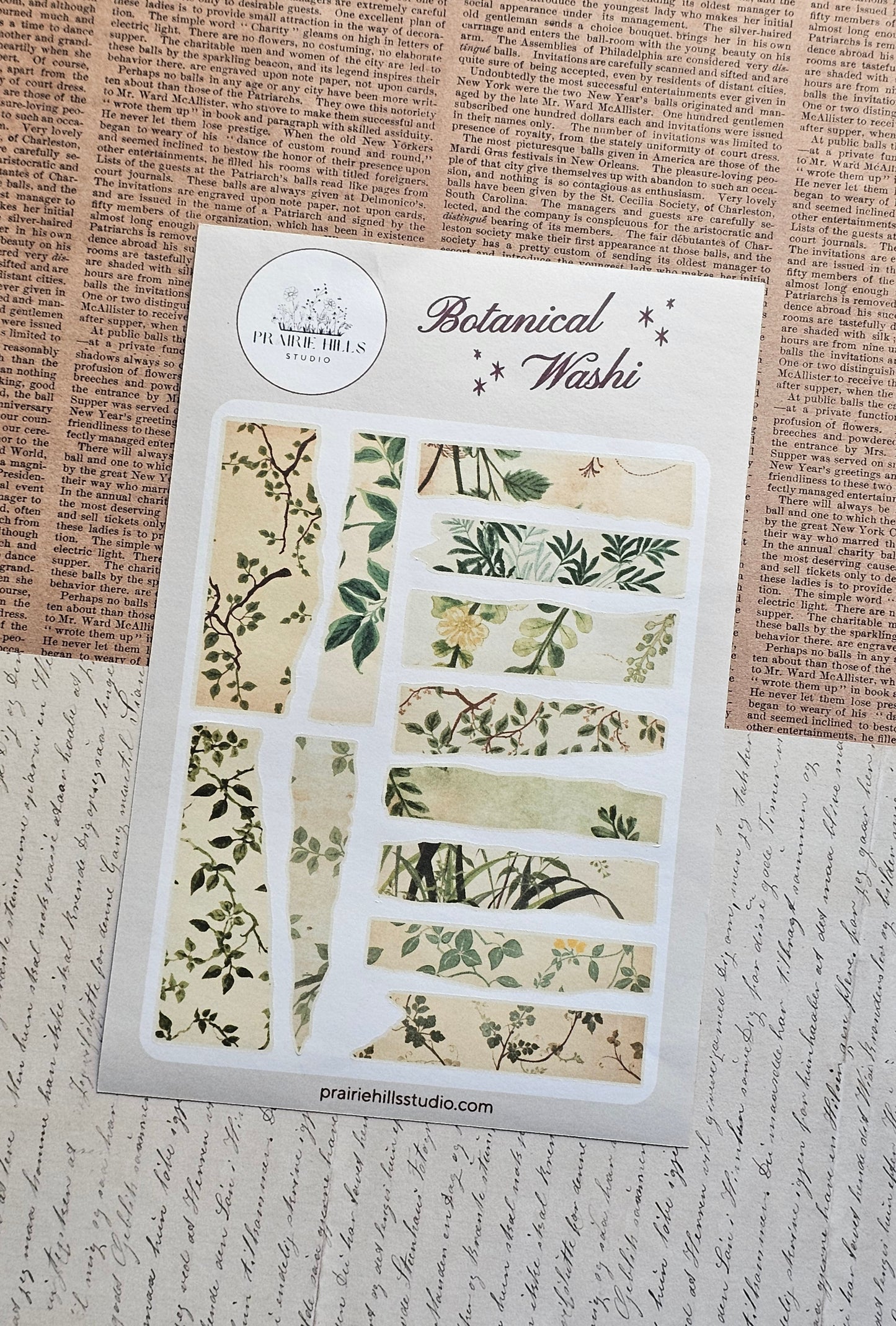 Botanical Torn Washi Tape Sticker Sheet