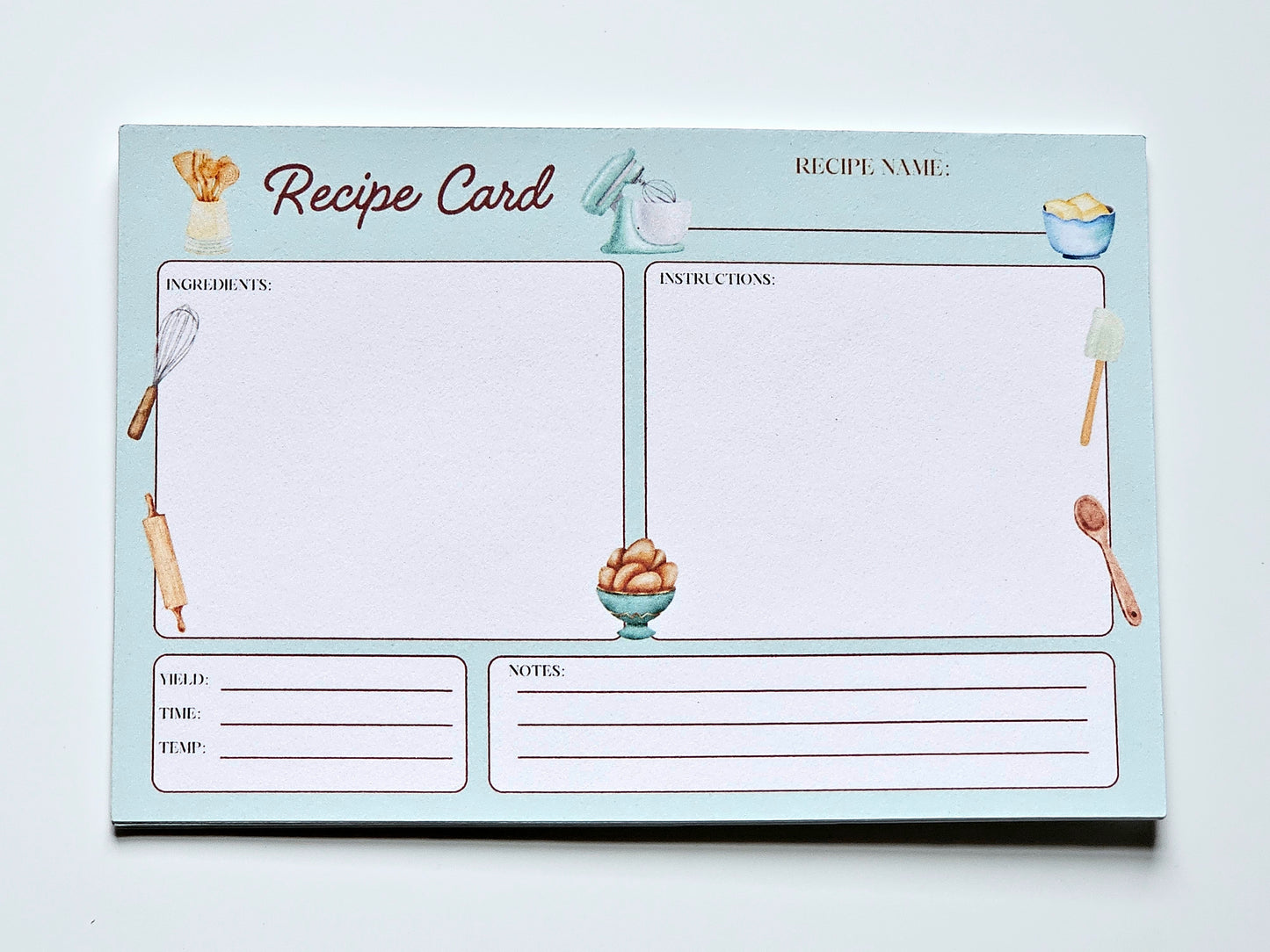 Retro Handmade Recipe Cards - Set of 10