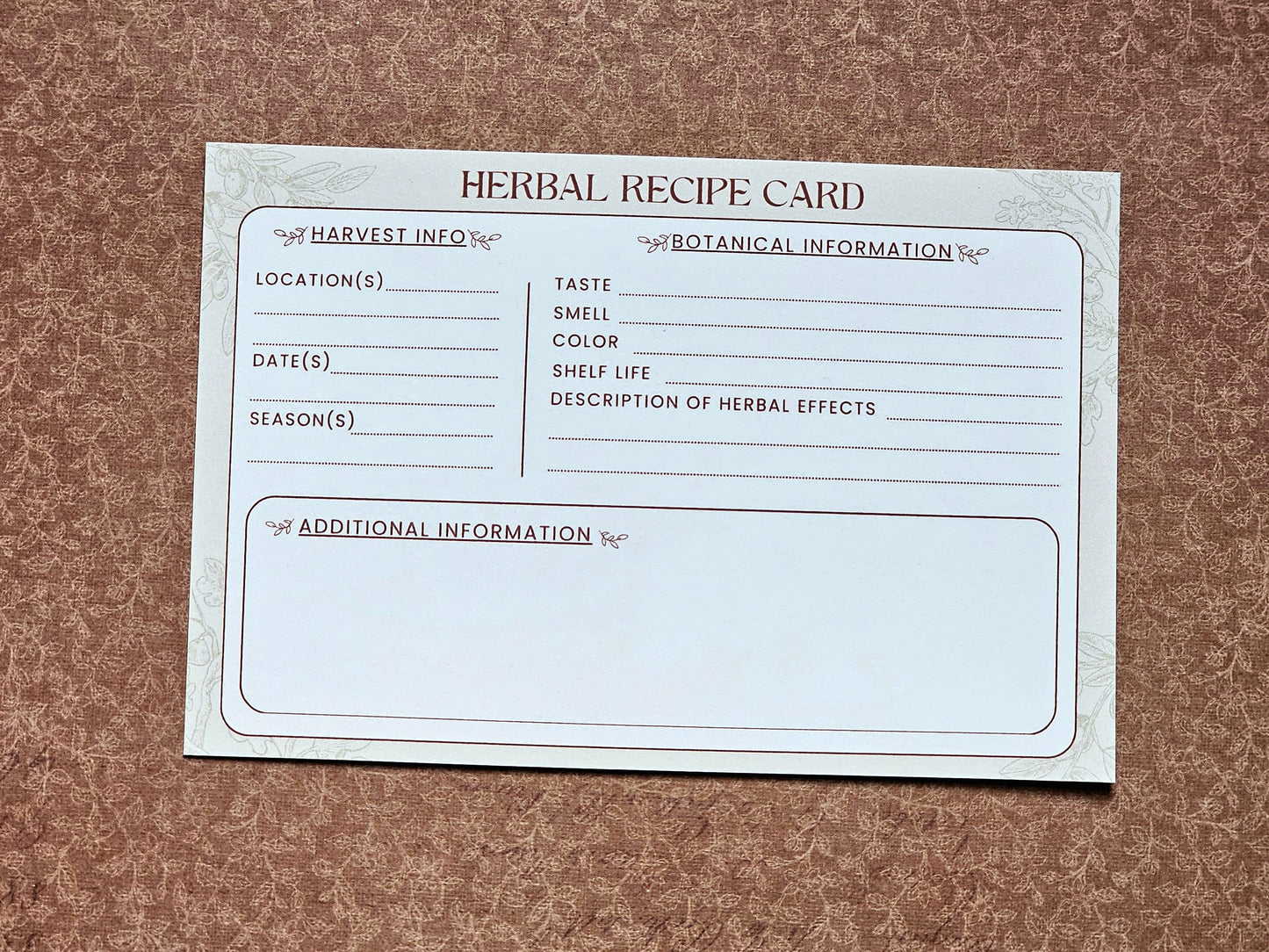 Handmade Herbal Recipe Cards - Set of 20