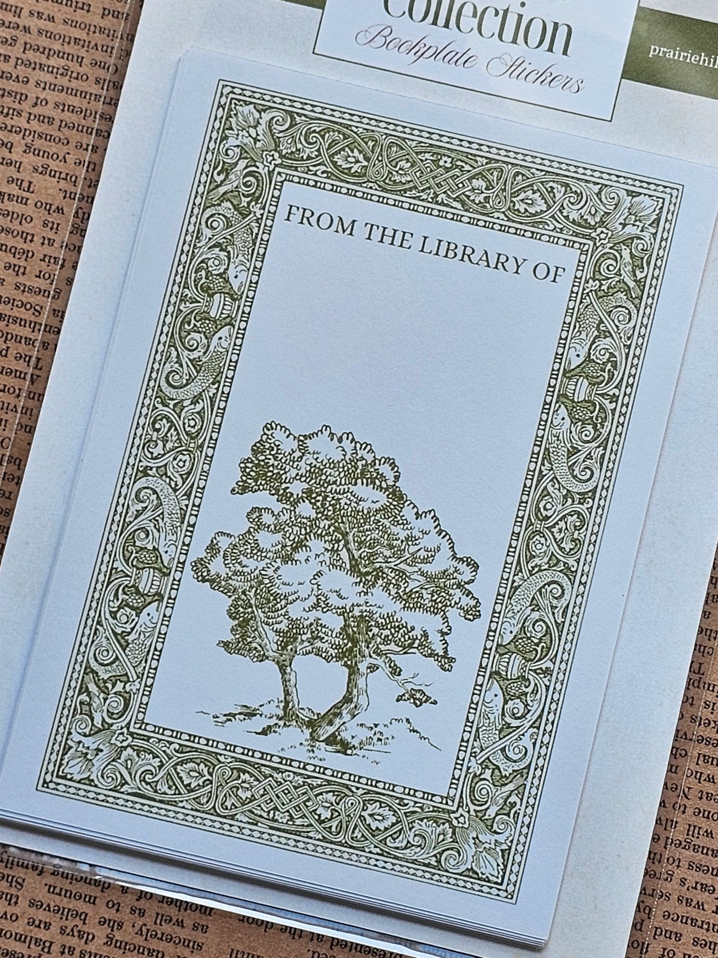 Ex Libris Collection Bookplate Stickers | Tree Illustration Stickers | 12 Pack | Adhesive Bookplates