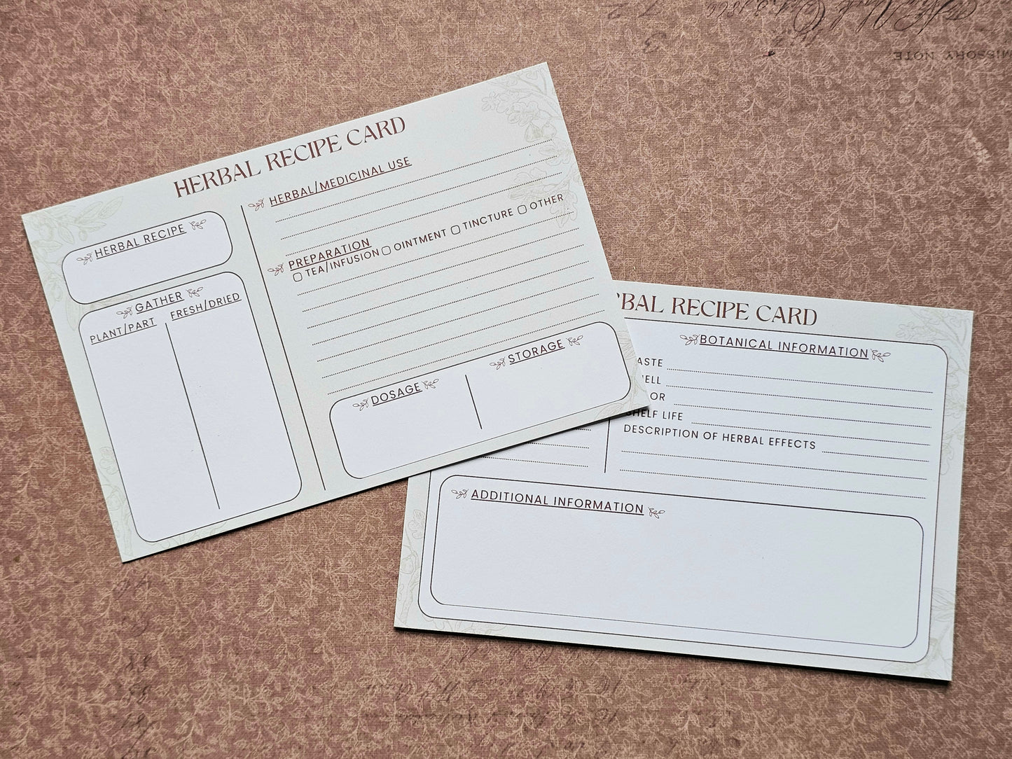 Handmade Herbal Recipe Cards - Set of 20