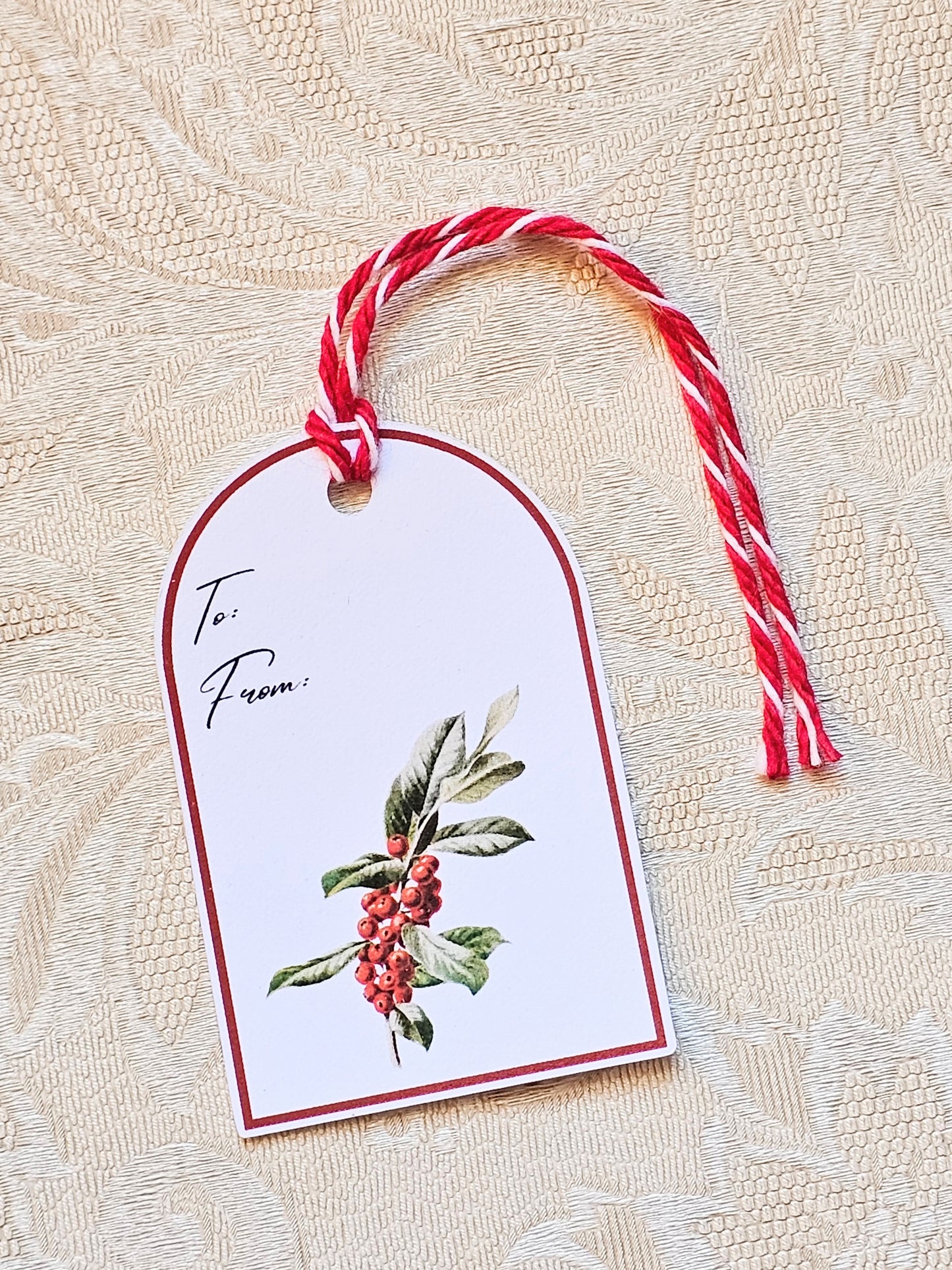 Christmas Holly Gift Tags | Set of 12 Holiday Tags