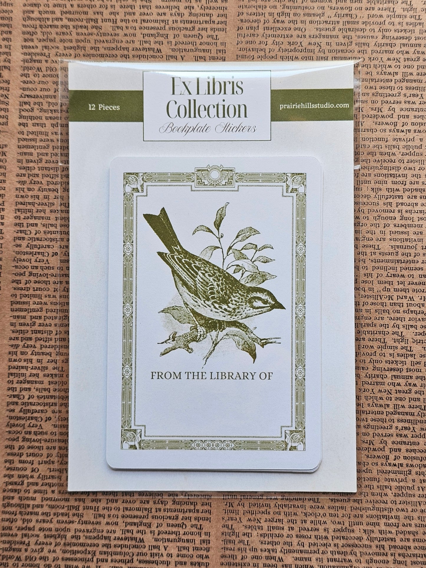 Ex Libris Collection Bookplate Stickers | Bird Stickers | 12 Pack | Adhesive Bookplates