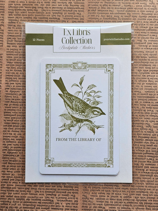 Ex Libris Collection Bookplate Stickers | Bird Stickers | 12 Pack | Adhesive Bookplates