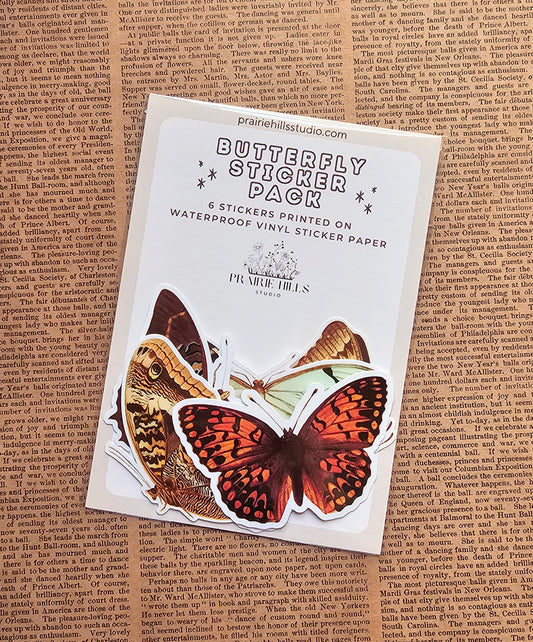 Vinyl Butterfly Stickers | 6 Pack | Adhesive Vinyl Waterproof Stickers