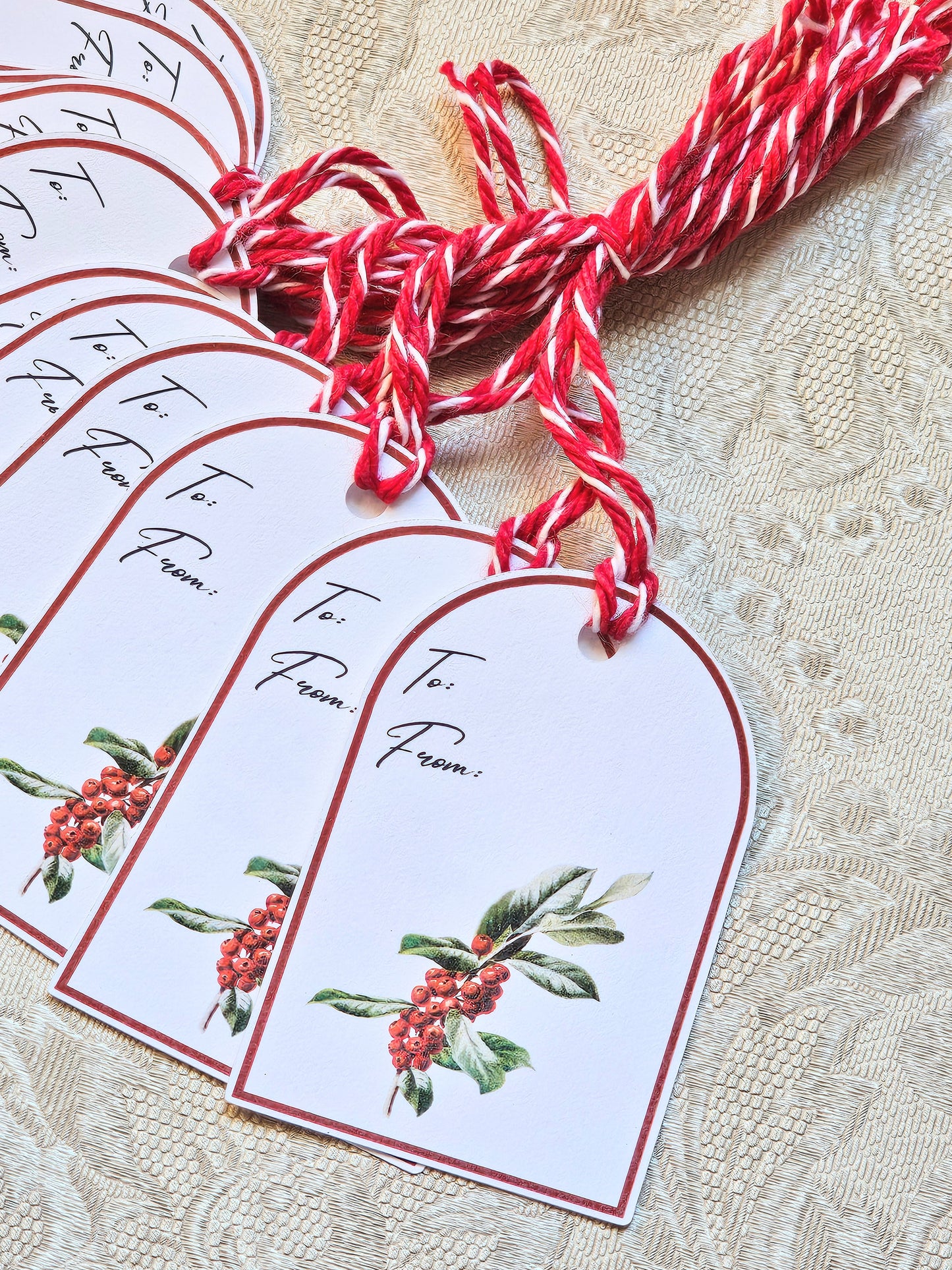 Christmas Holly Gift Tags | Set of 12 Holiday Tags