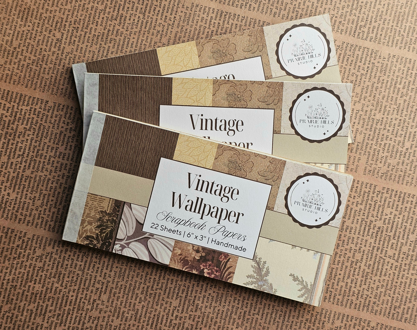 Vintage Wallpaper Scrapbook Papers Faux Stickers | 22 Sheets