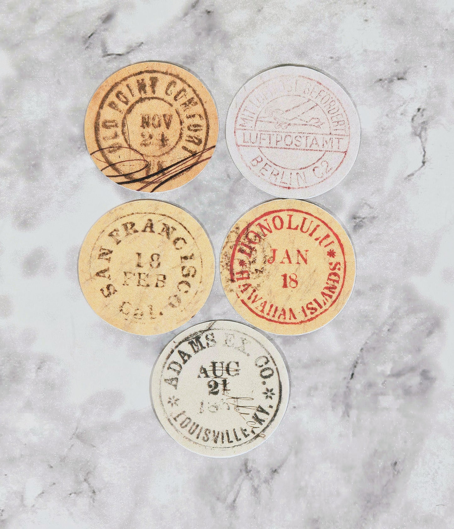 Vintage Postage Stamp Faux Stickers | 50 Pcs