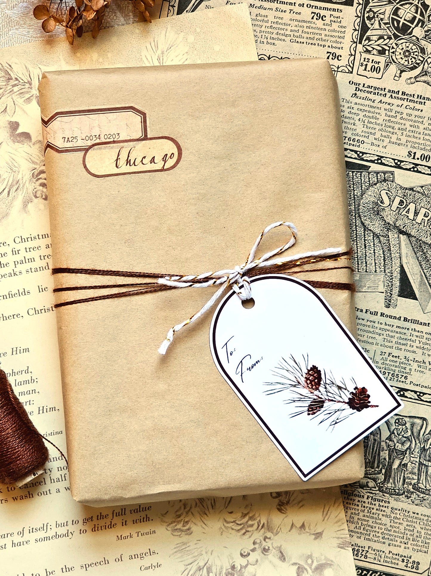 Pine Branch Holiday Gift Tags | Set of 12 Holiday Tags