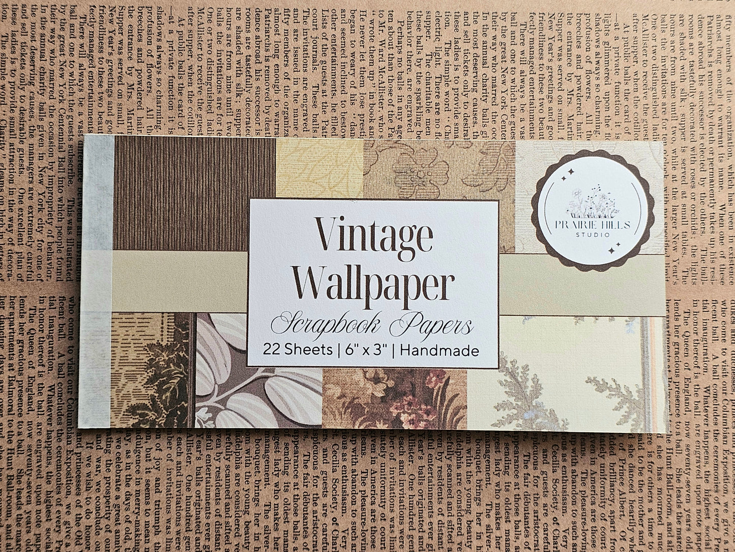 Vintage Wallpaper Scrapbook Papers Faux Stickers | 22 Sheets