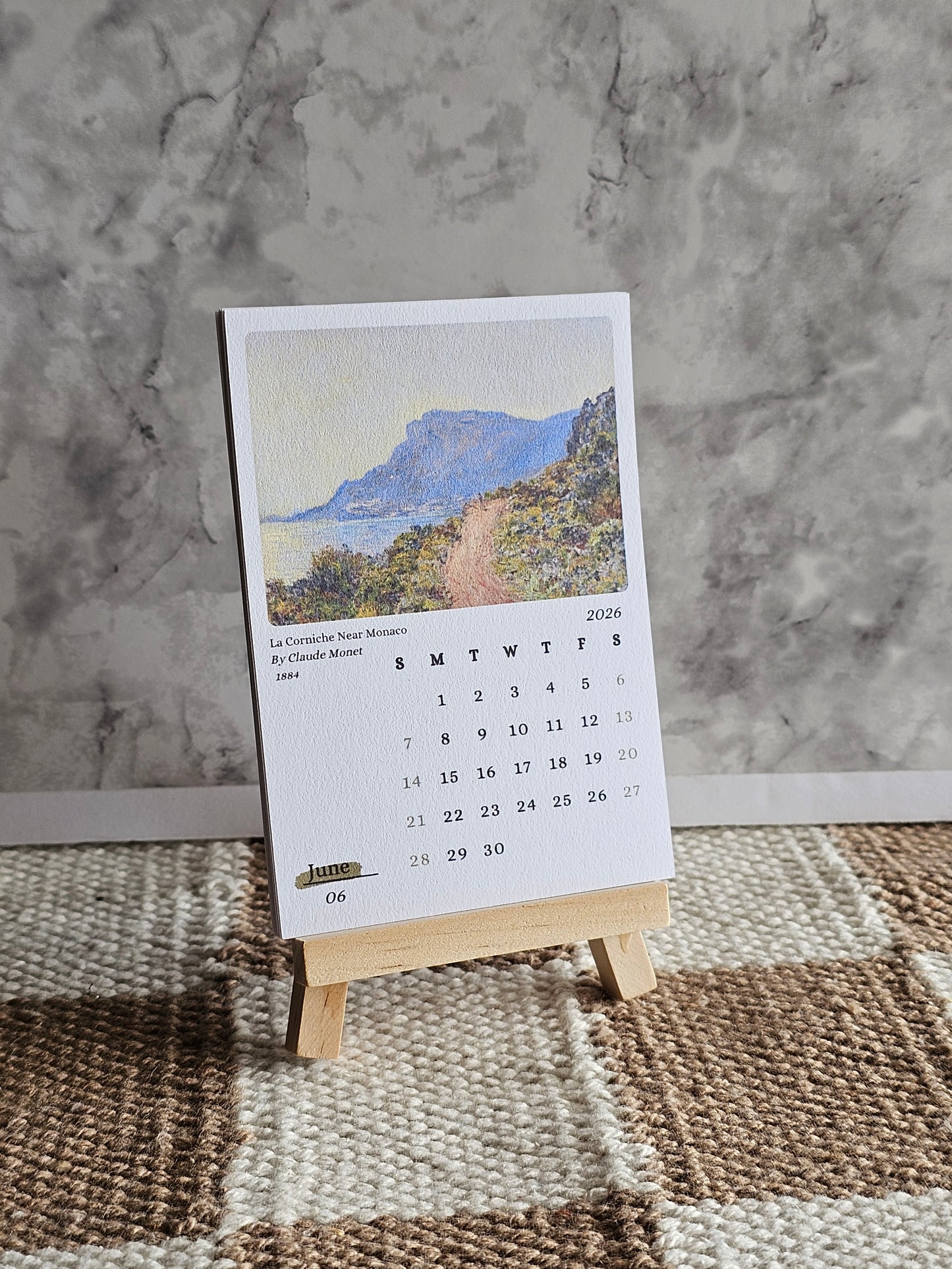 Claude Monet 2026 Mini Desk Calendar & Display Easel | 12 Month Calendar