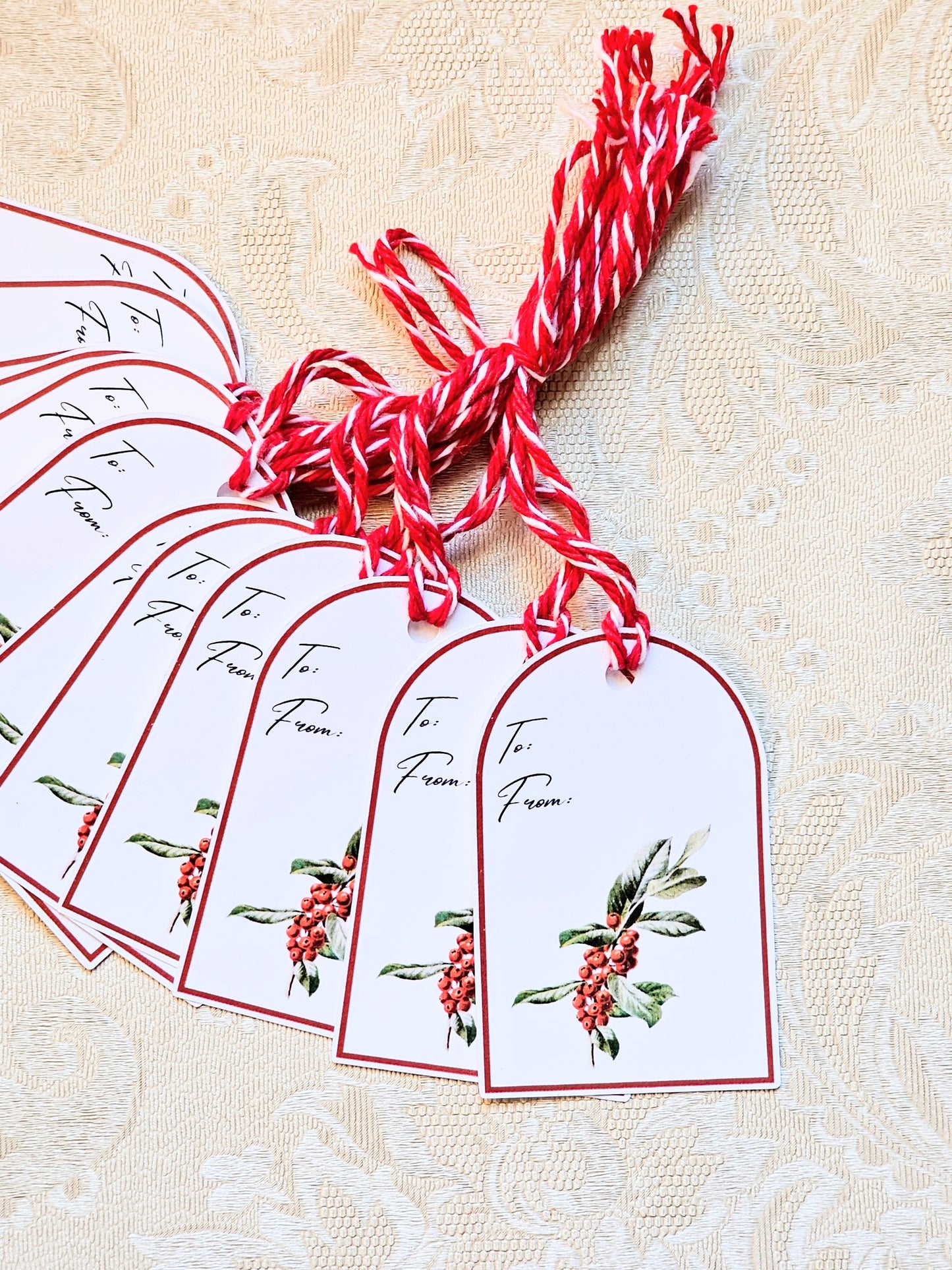 Christmas Holly Gift Tags | Set of 12 Holiday Tags