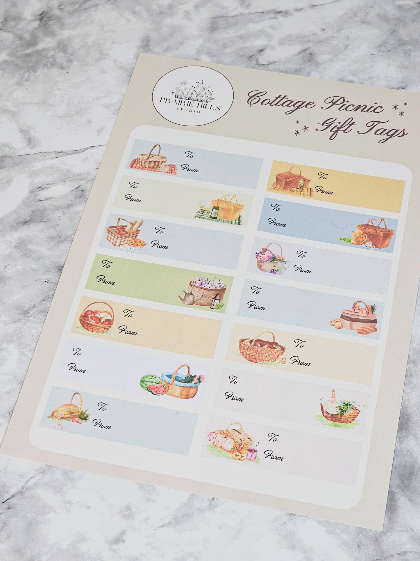 Cottage Picnic Gift Tag Stickers
