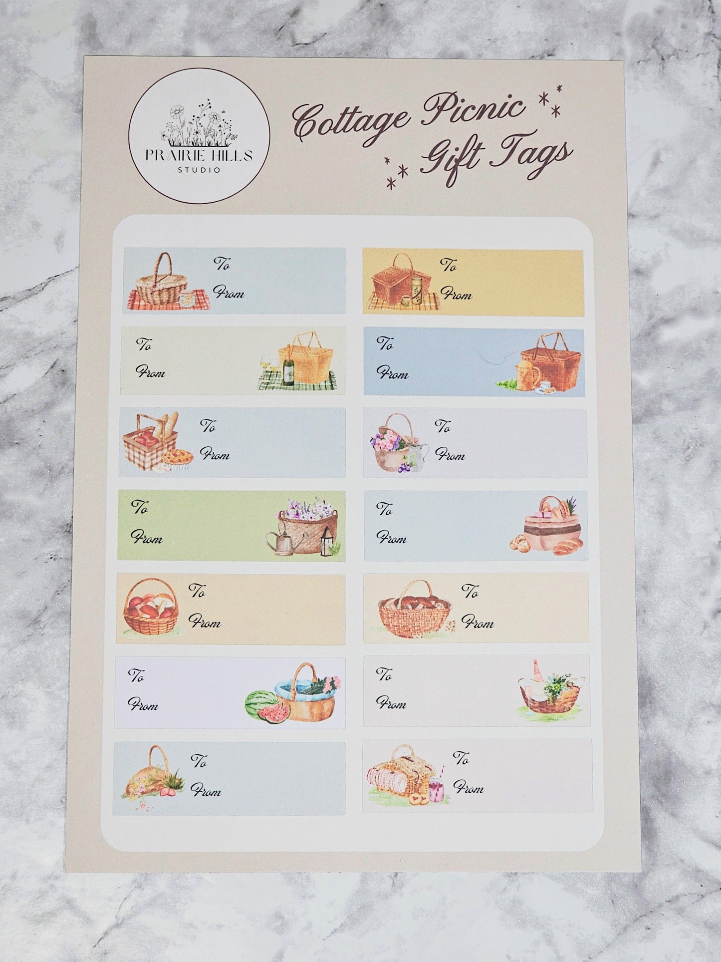 Cottage Picnic Gift Tag Stickers