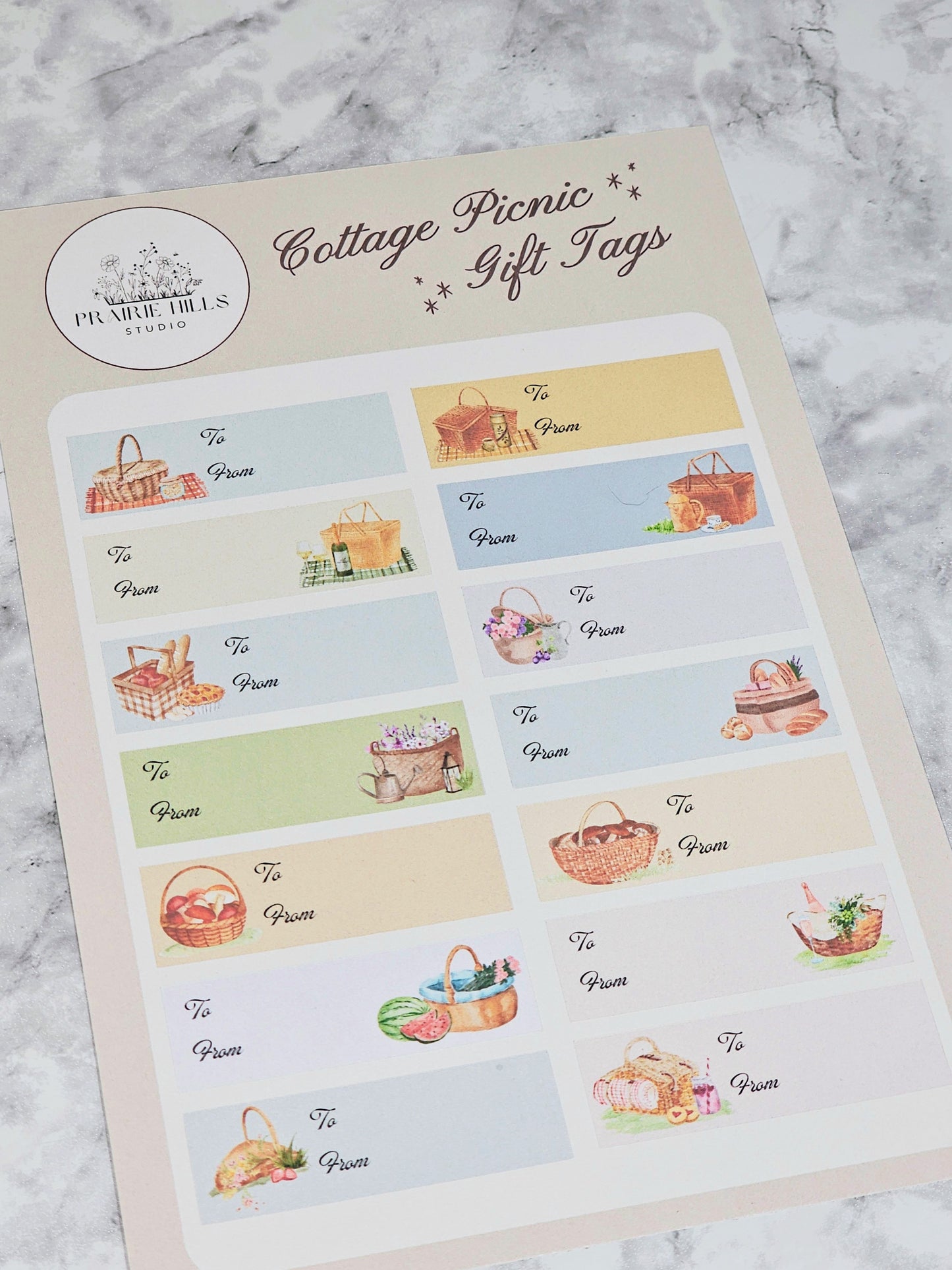 Cottage Picnic Gift Tag Stickers