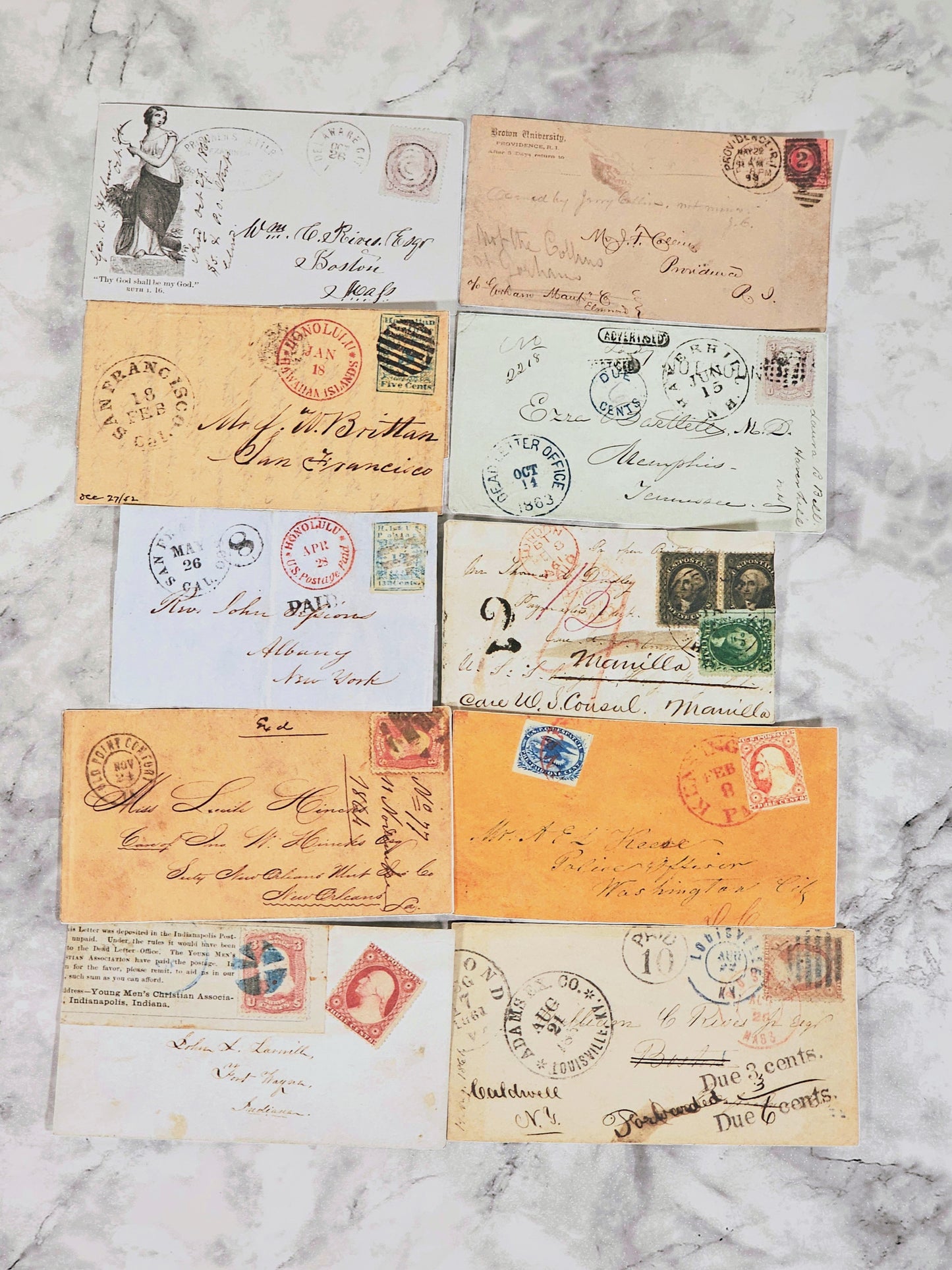 Vintage Postage Stamp Faux Stickers | 50 Pcs