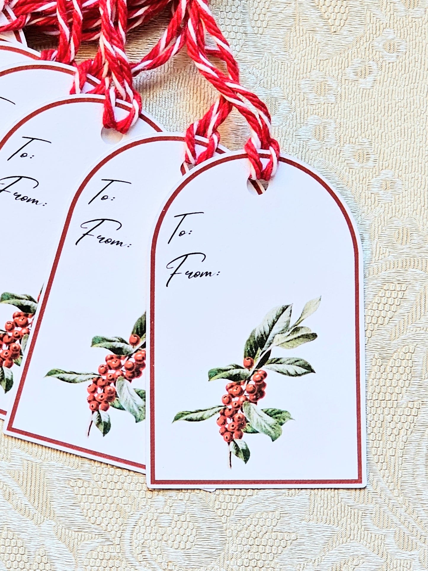 Christmas Holly Gift Tags | Set of 12 Holiday Tags