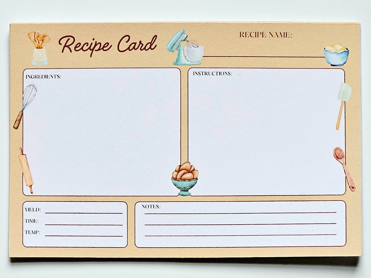 Retro Handmade Recipe Cards - Set of 10