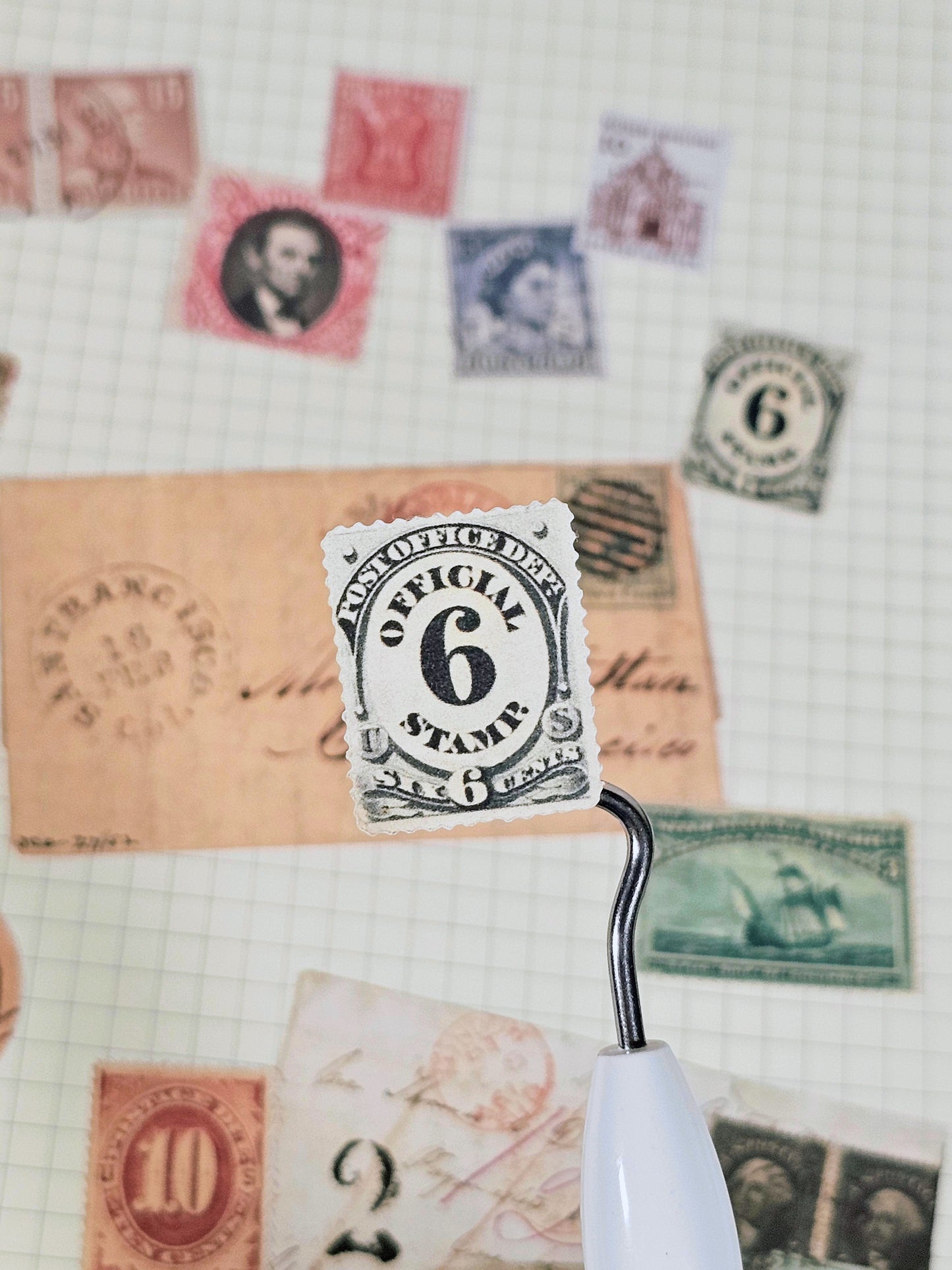 Vintage Postage Stamp Faux Stickers | 50 Pcs