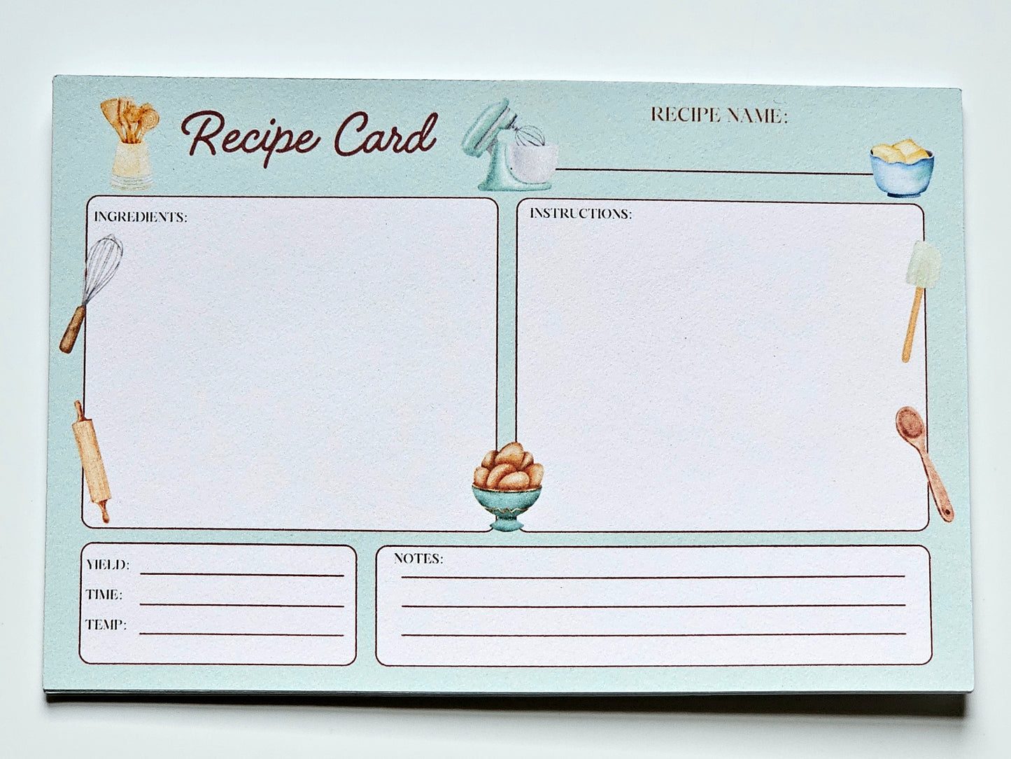 Retro Handmade Recipe Cards - Set of 10