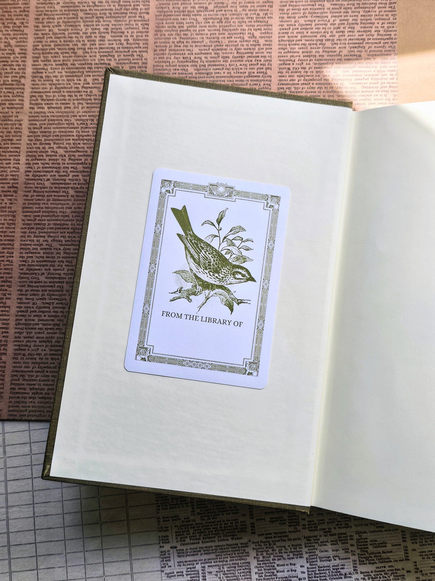 Ex Libris Collection Bookplate Stickers | Bird & Branch Illustration Stickers | 12 Pack | Adhesive Bookplates