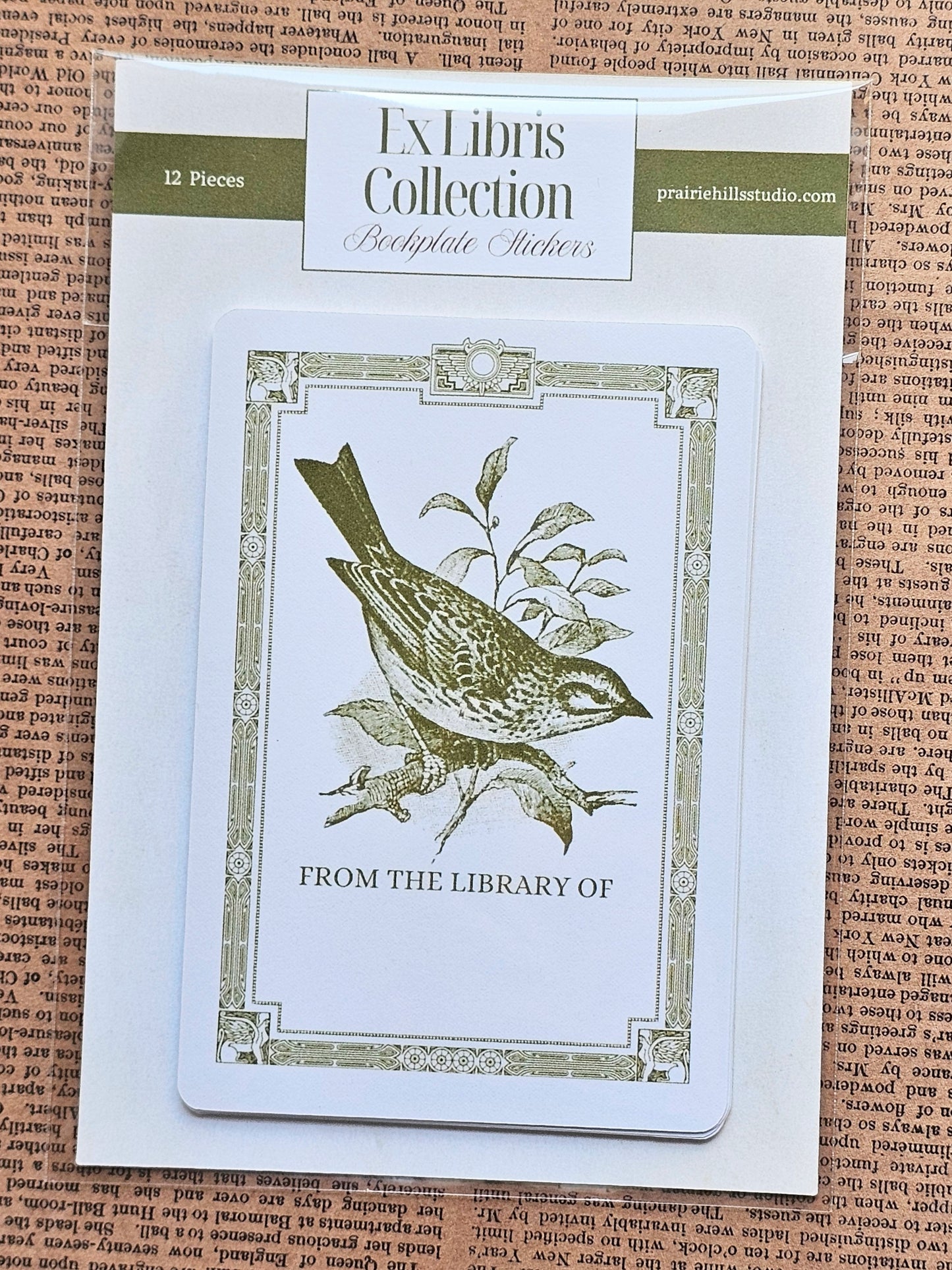 Ex Libris Collection Bookplate Stickers | Bird Stickers | 12 Pack | Adhesive Bookplates