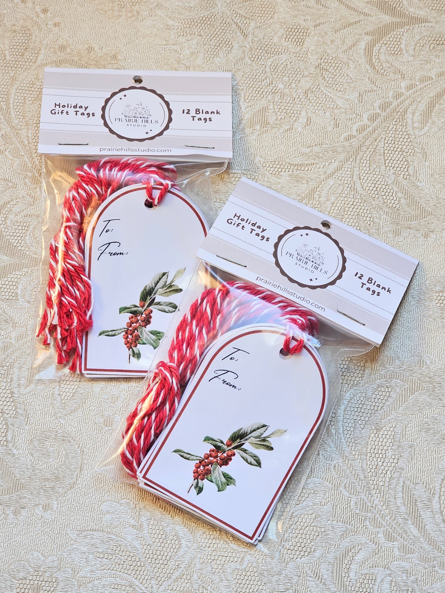 Christmas Holly Gift Tags | Set of 12 Holiday Tags