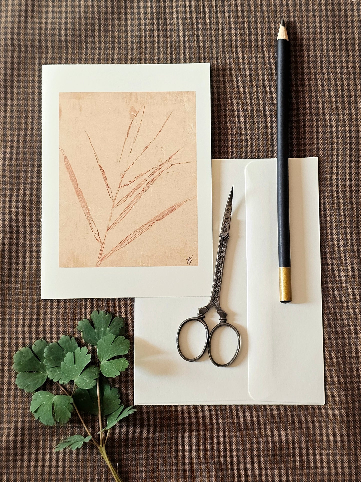 Botanical Art Print Greeting Card | "Grass in the Wind"