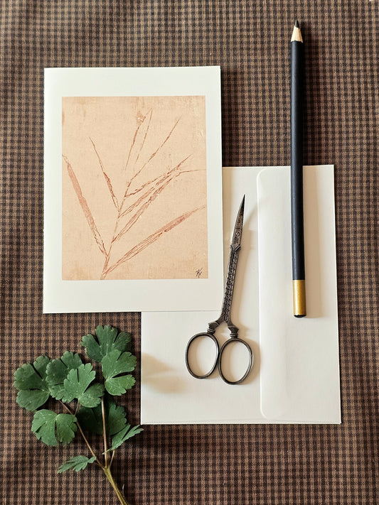 Botanical Art Print Greeting Card | "Grass in the Wind"