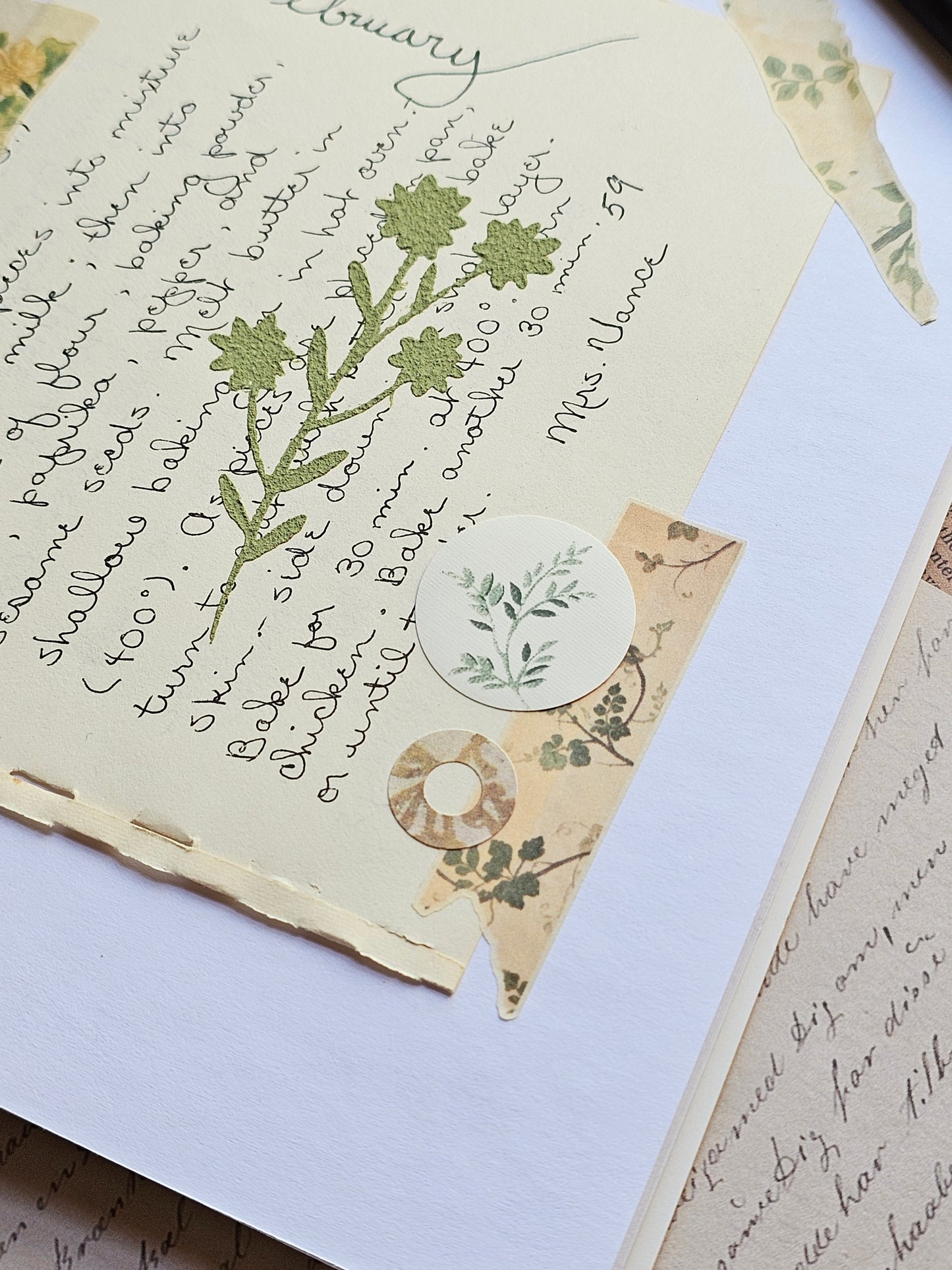 Botanical Torn Washi Tape Sticker Sheet