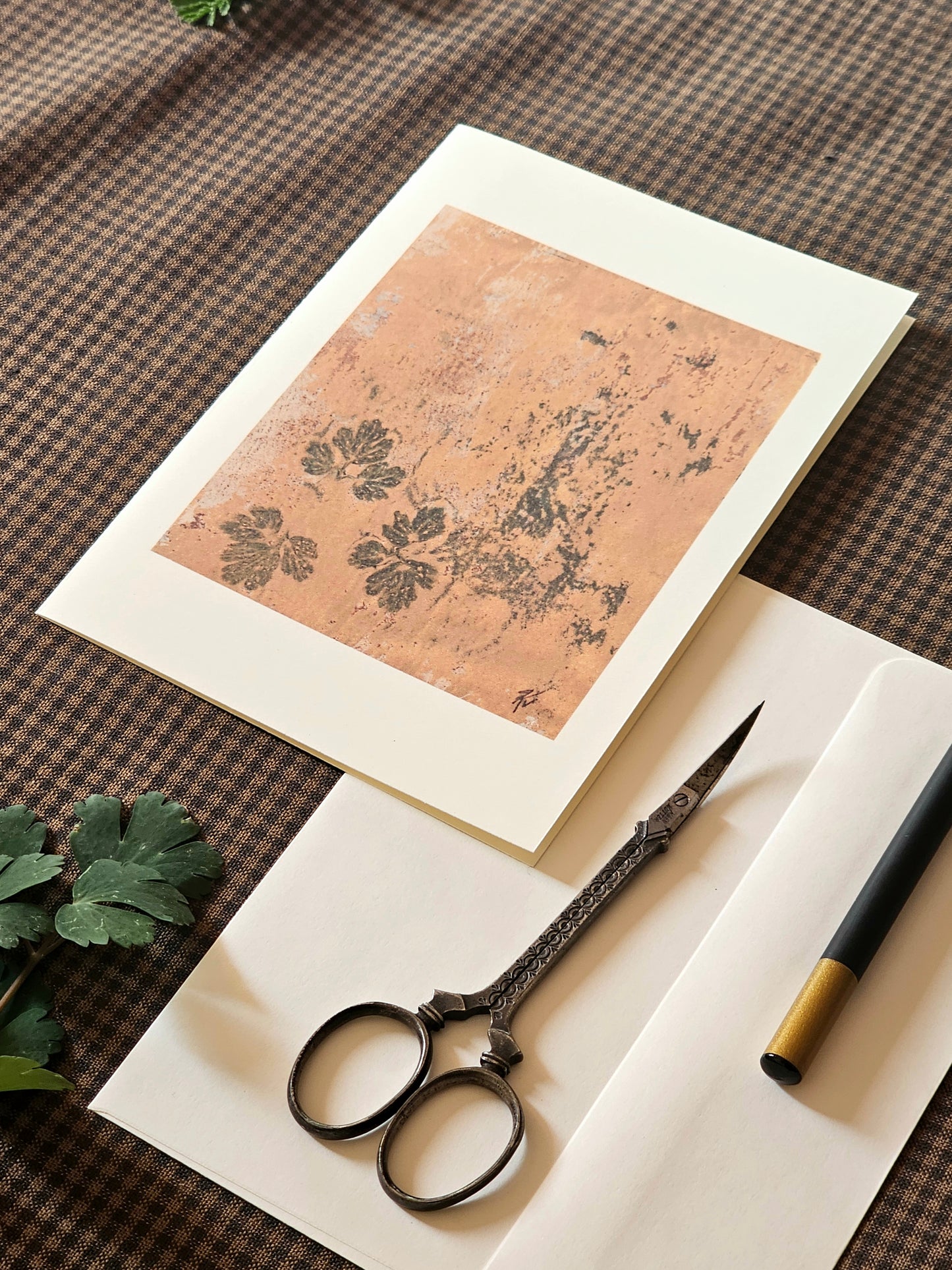 Botanical Art Print Greeting Card | "Columbine in the Fall"