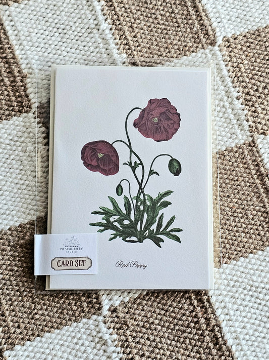 Handmade Red Poppy Greeting Card with Envelope